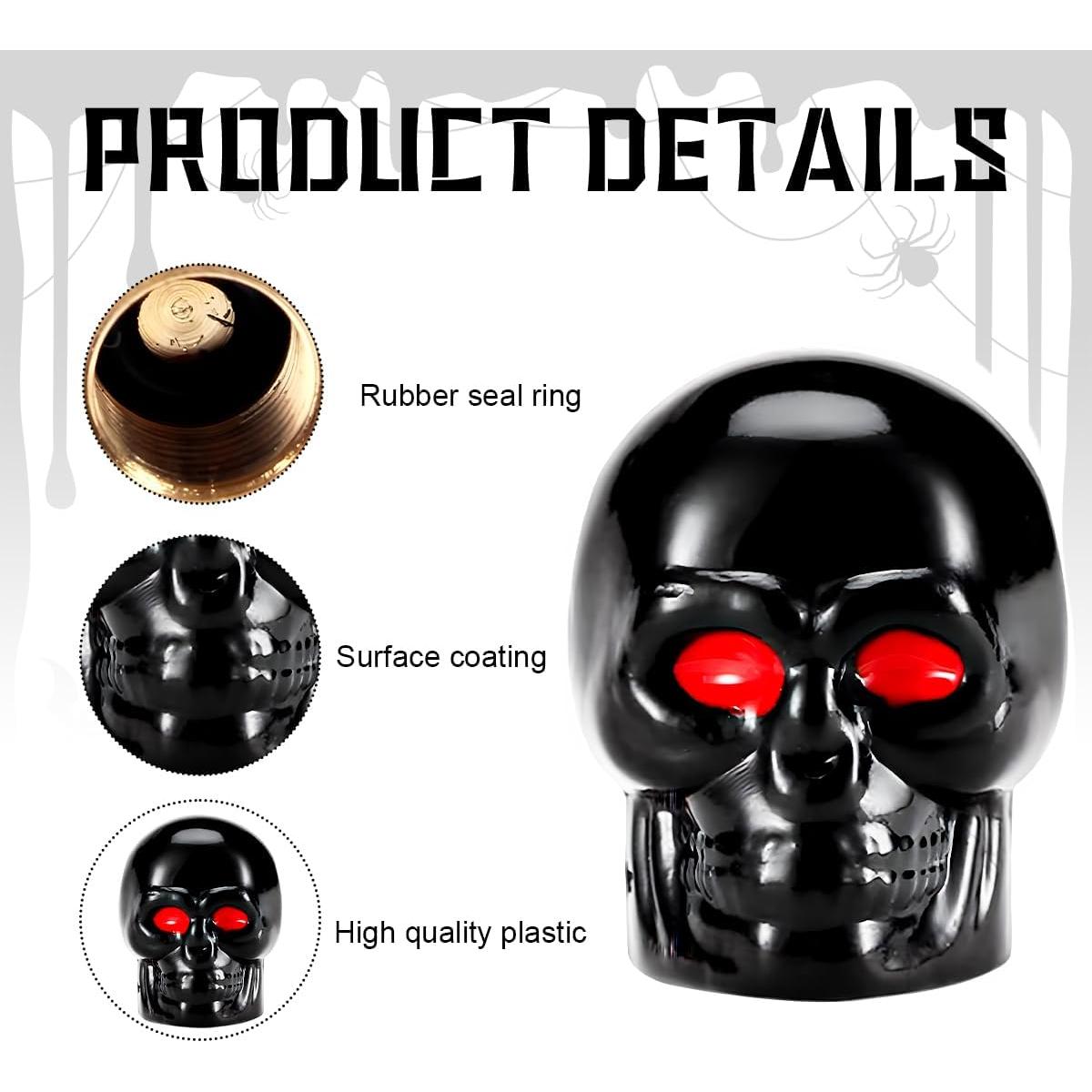 Tapa de Válvula Estilo Calavera Yourkar 8 Piezas Negro+Azul