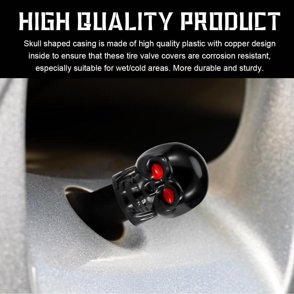 Tapa de Válvula Estilo Calavera Yourkar 8 Piezas Negro+Azul