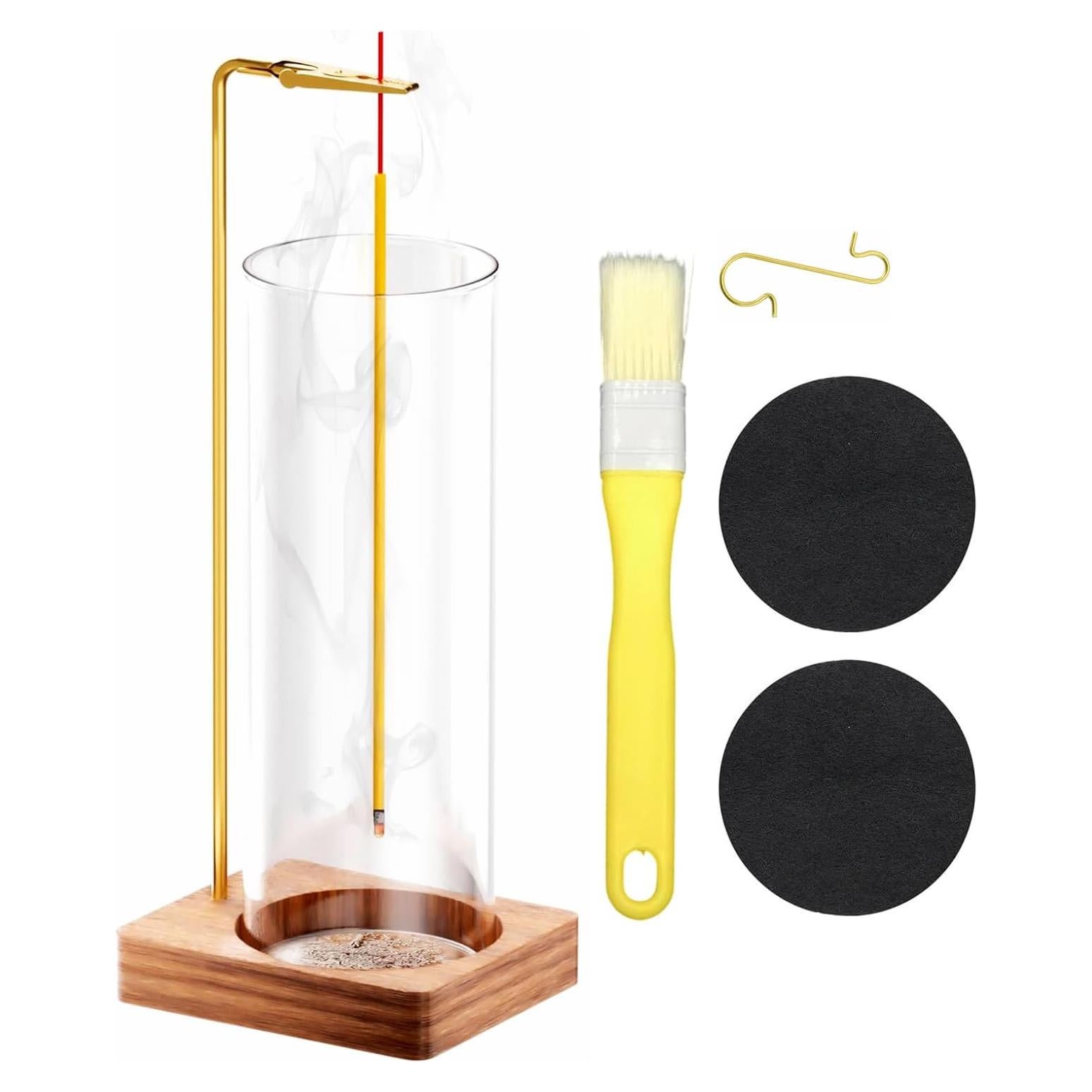 Soporte de Incienso SIGZKK de Madera con Recogedor de Vidrio