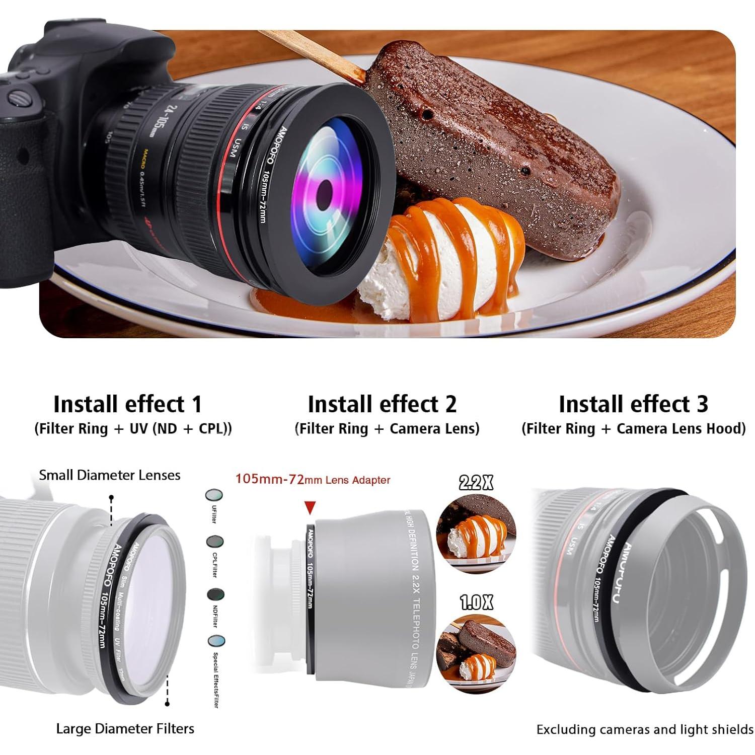 Anillo Adaptador Reductor Aluminio 105mm a 72mm AMOPOFO