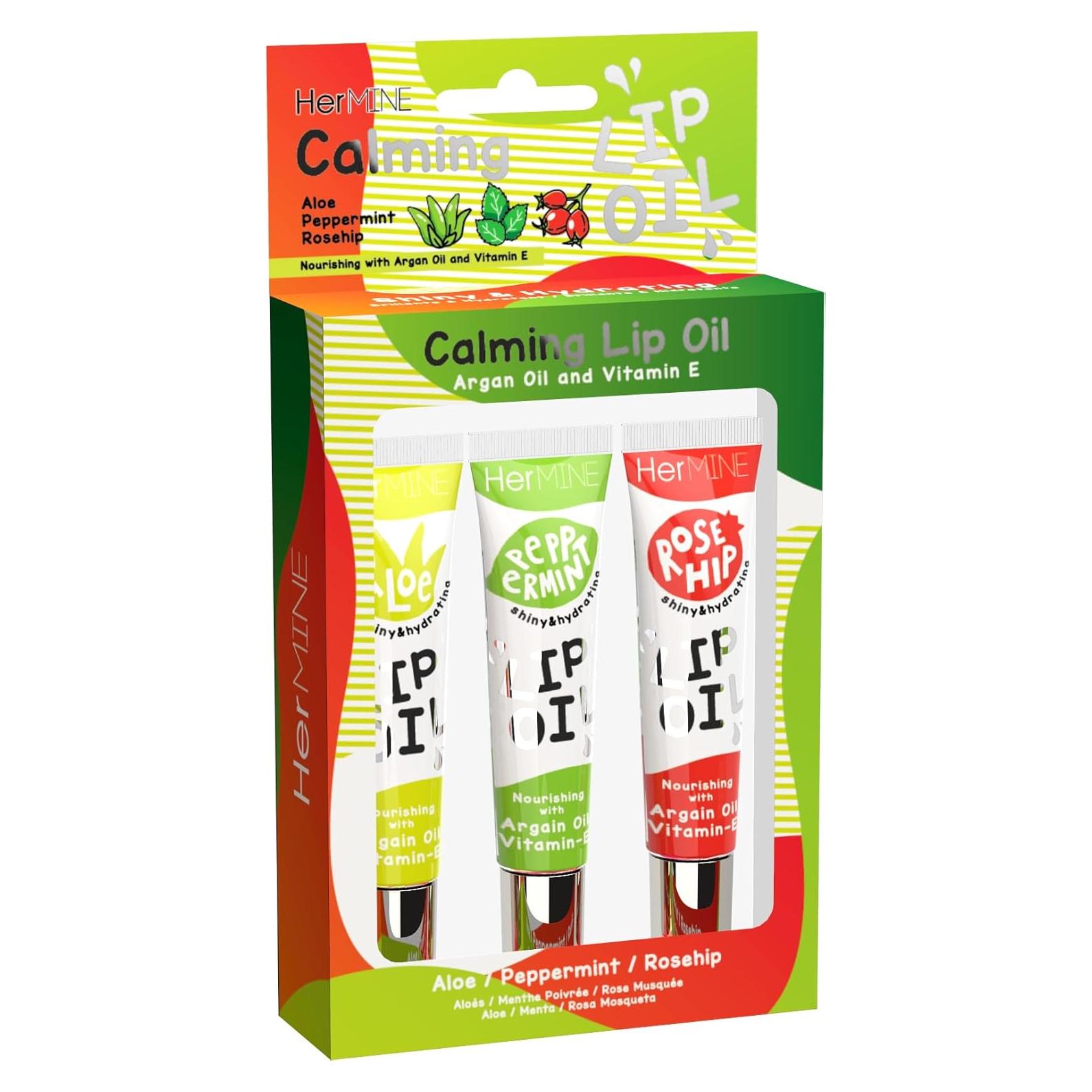 Aceite Hidratante para Labios HerMINE - Paquete de 3 - Argán y Vitamina E