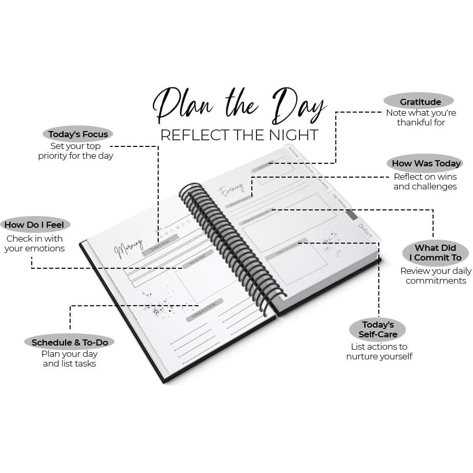 Diario de Bienestar Planificador Cuidado Personal B5 Negro