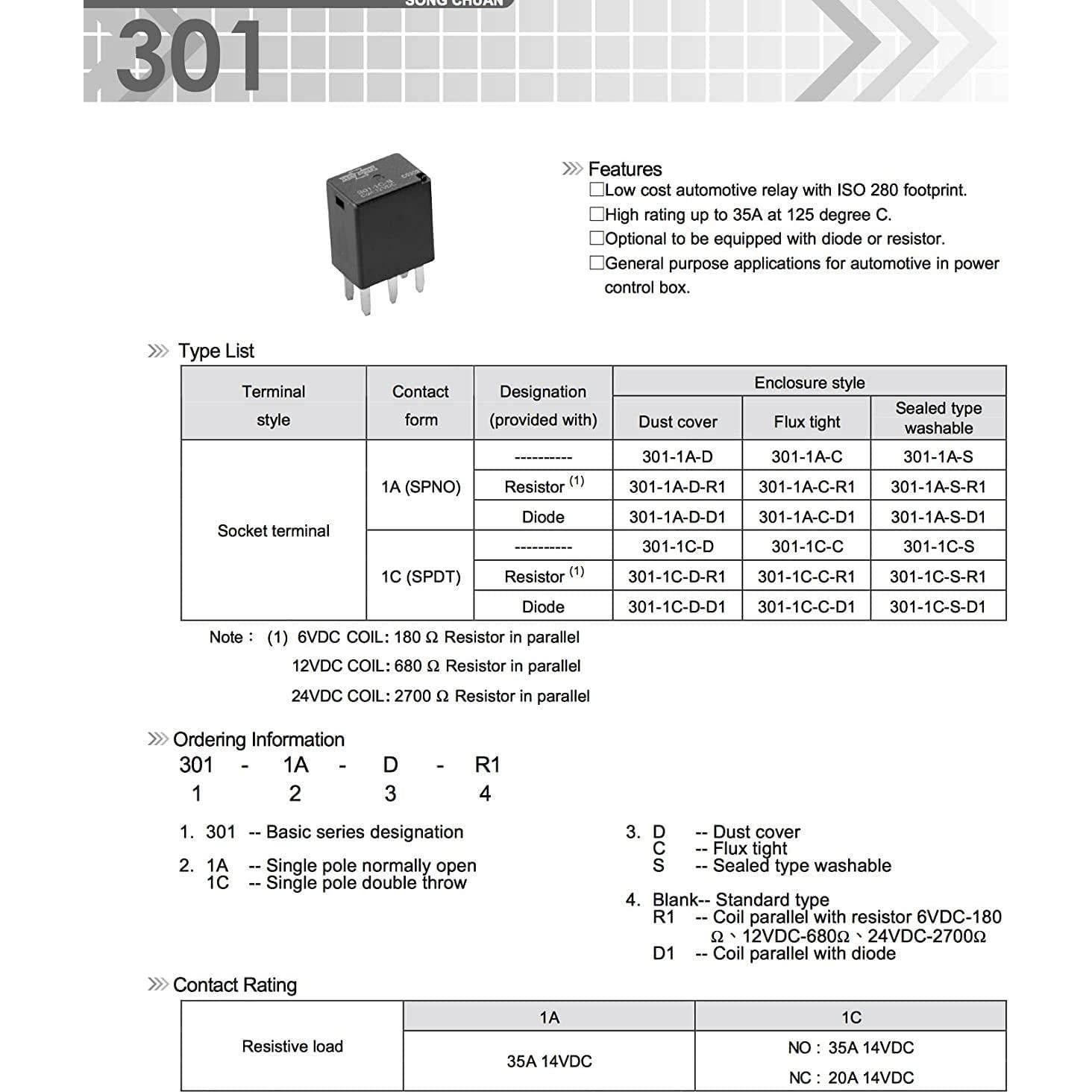 Relé Automotriz Join Auto Parts 12VDC 5 Pin SPST 2 Pcs