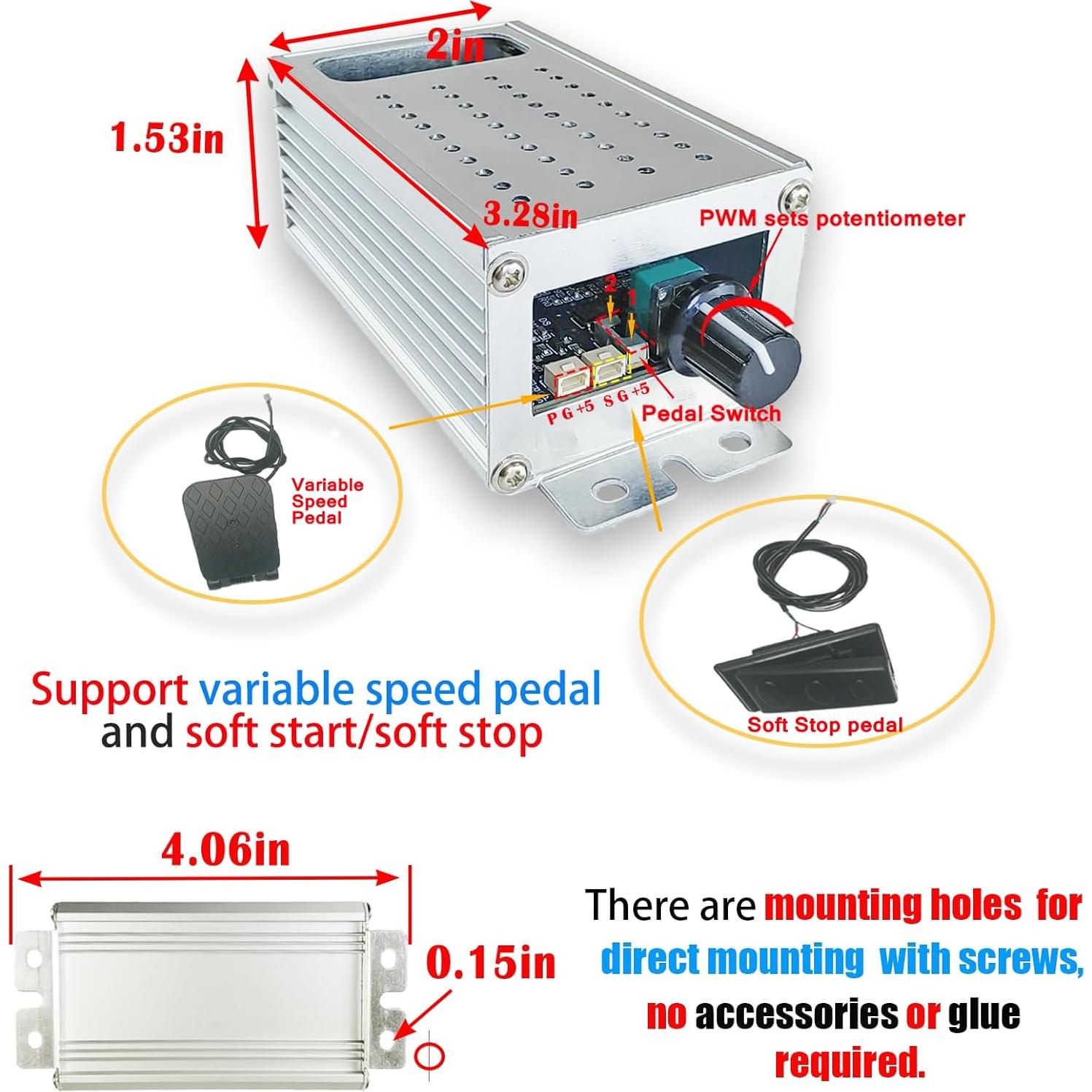 Controlador de Velocidad Motor CC MgcSTEM 9-70V 35A PWM