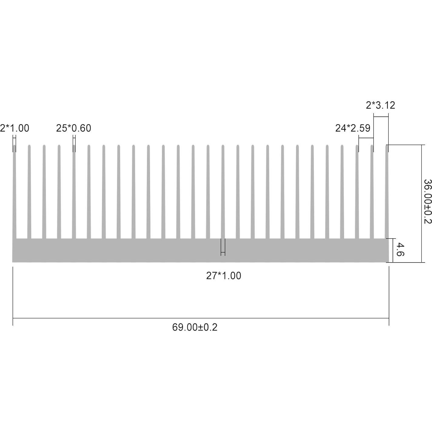 Disipador de Calor de Aluminio Manesi 69x69x36mm para Transistores