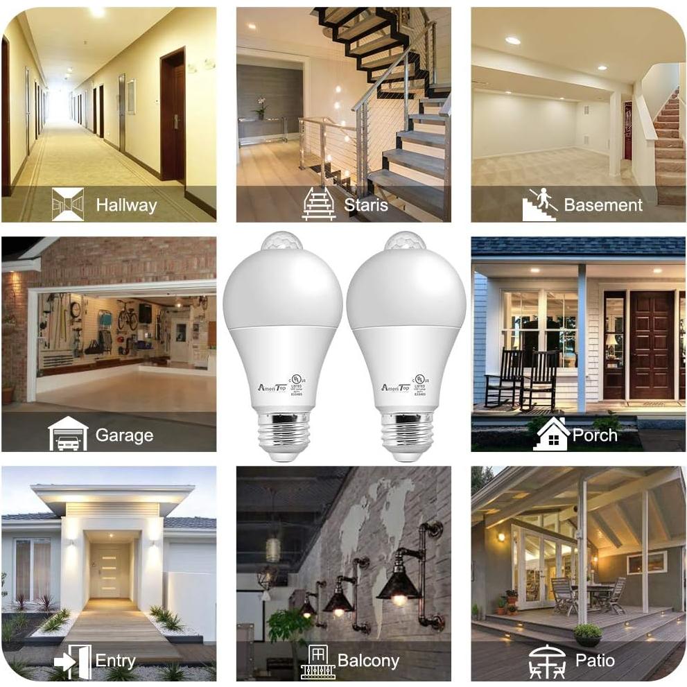 Bombilla LED AmeriTop con Sensor de Movimiento 10W - Paquete de 2