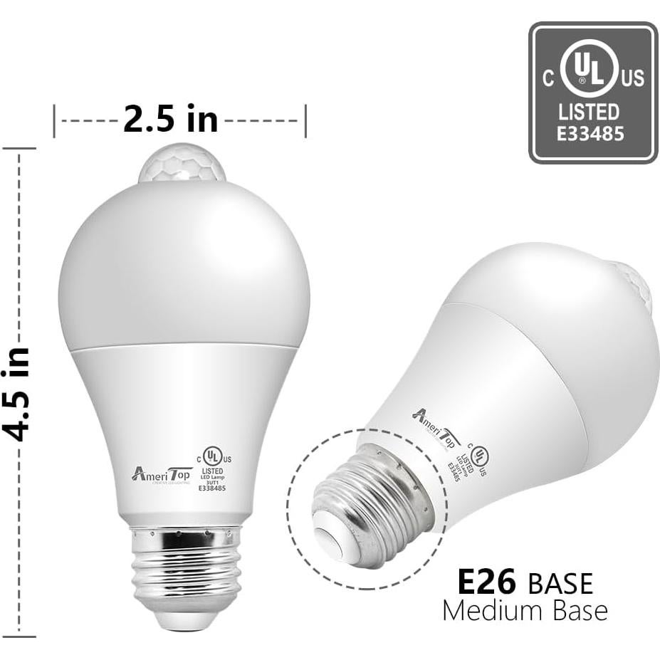 Bombilla LED AmeriTop con Sensor de Movimiento 10W - Paquete de 2