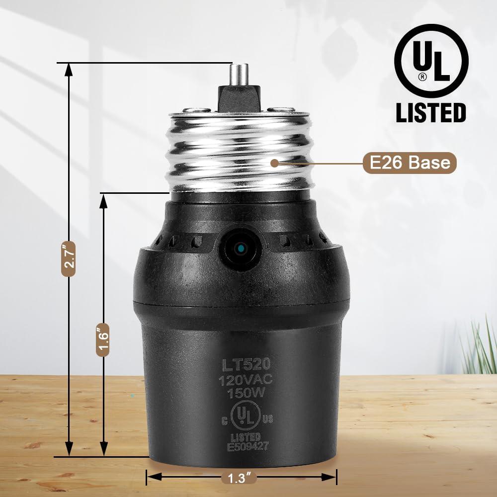 Enchufe Sensor de Luz Mighmia E26 E27 2 Piezas 150W