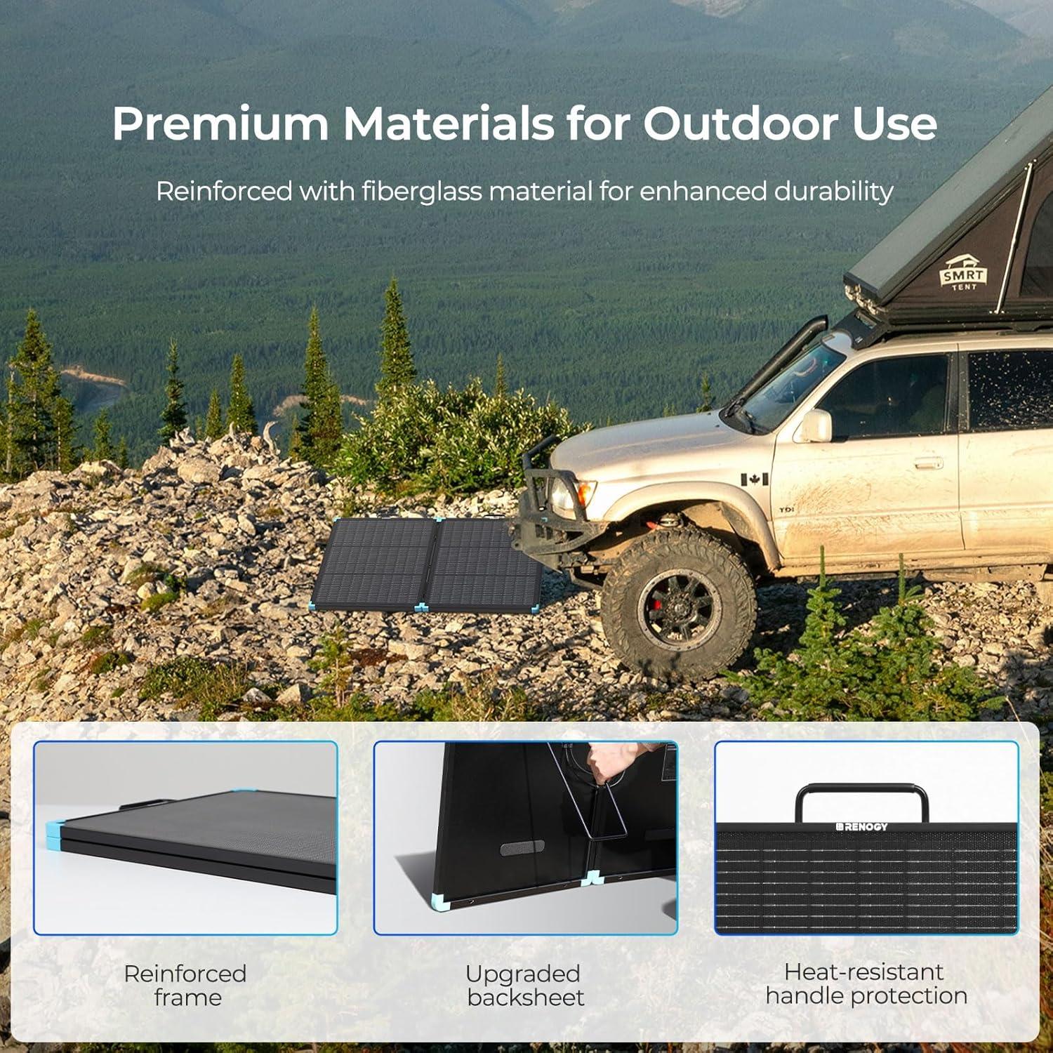 Panel Solar Portátil Renogy 100W Plegable Impermeable IP67