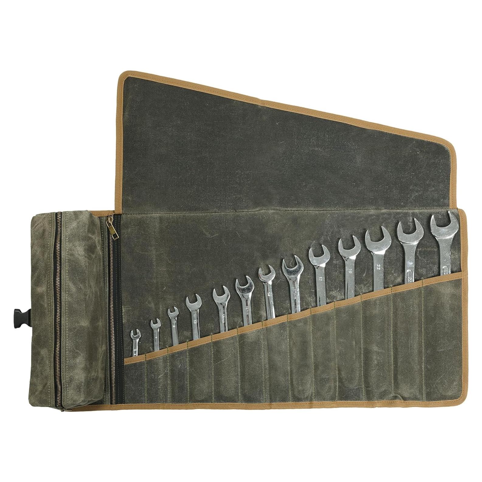 Roll de Herramientas de Lona Encerada 16oz Kaaltisy Verde Militar