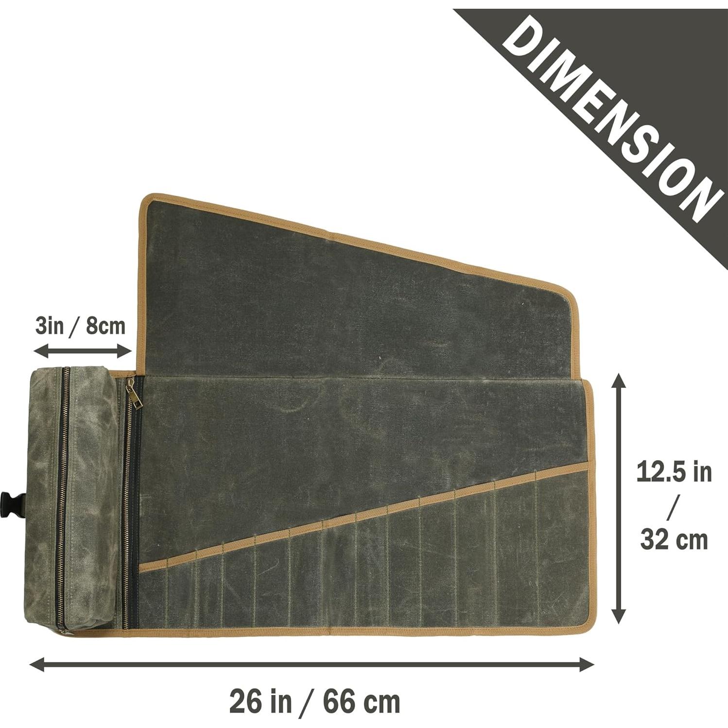 Roll de Herramientas de Lona Encerada 16oz Kaaltisy Verde Militar