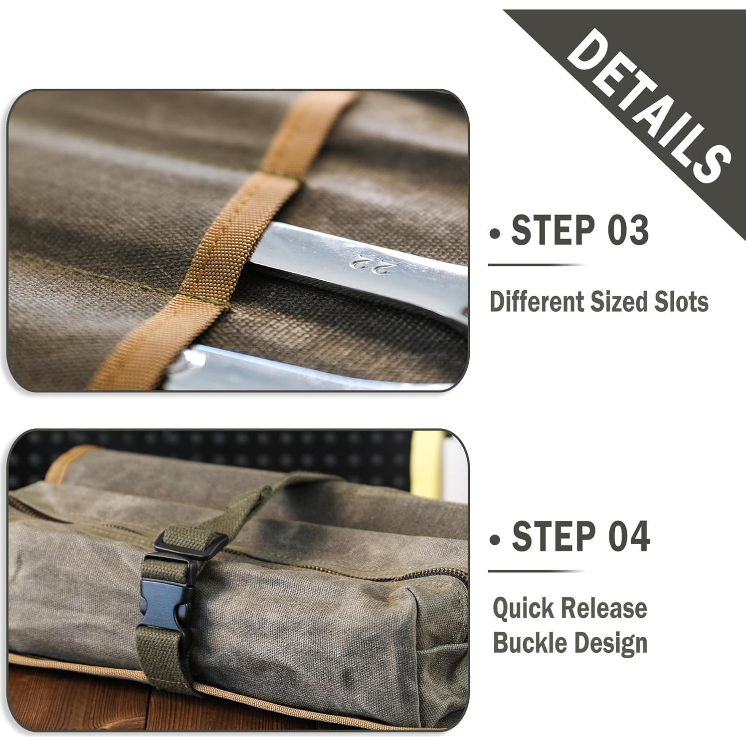 Roll de Herramientas de Lona Encerada 16oz Kaaltisy Verde Militar