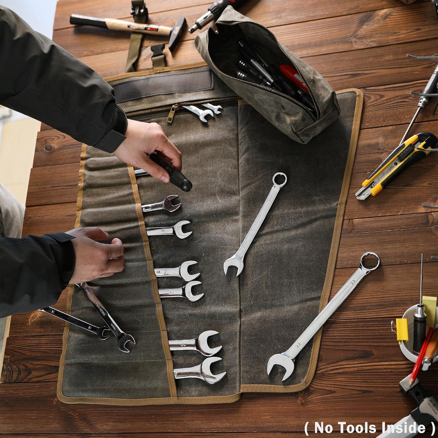 Roll de Herramientas de Lona Encerada 16oz Kaaltisy Verde Militar