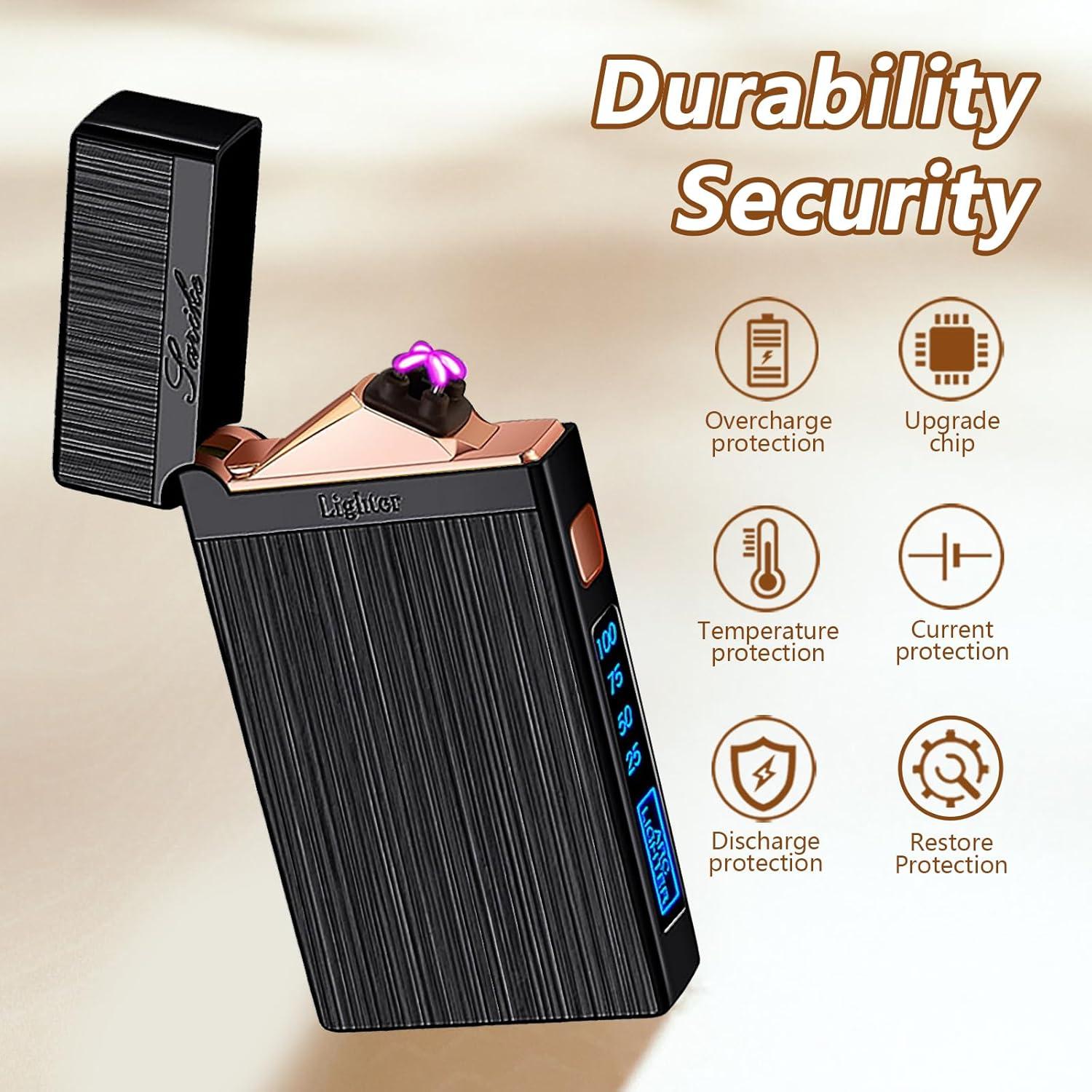 Encendedor Eléctrico Recargable TIKIUKI Negro a Prueba de Viento