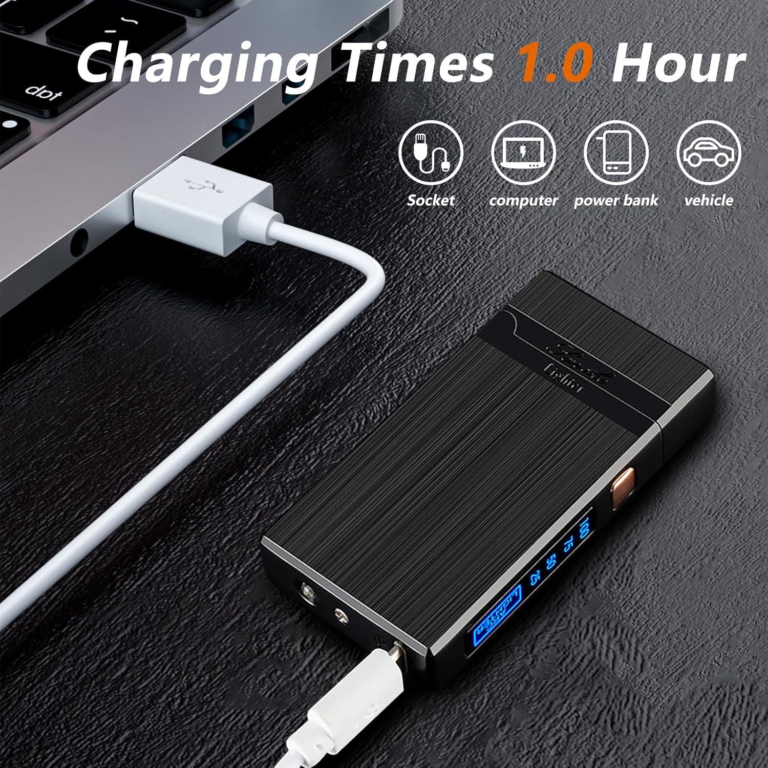 Encendedor Eléctrico Recargable TIKIUKI Negro a Prueba de Viento