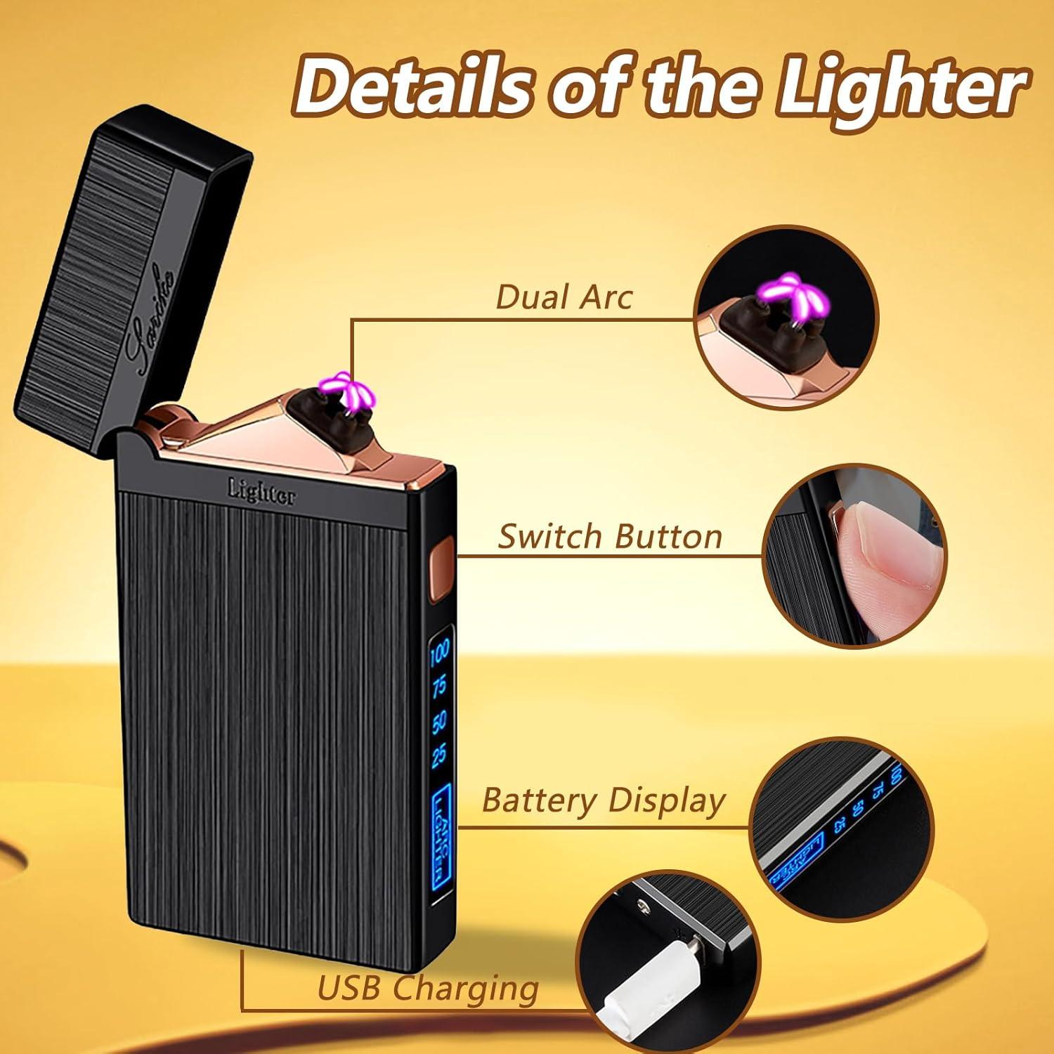 Encendedor Eléctrico Recargable TIKIUKI Negro a Prueba de Viento