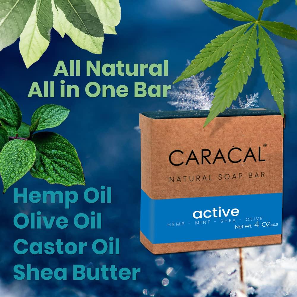 Jabón en Barra Caracal Active 113g con Mentol y Aceite de Cáñamo