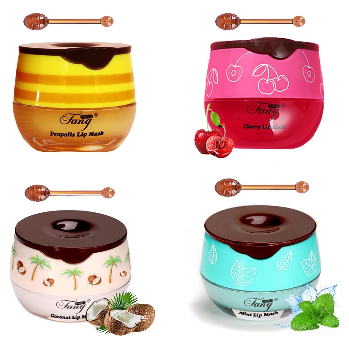 Bálsamo Labial Hidratante WFWJ 4 PCS Miel y Coco Menta Cereza