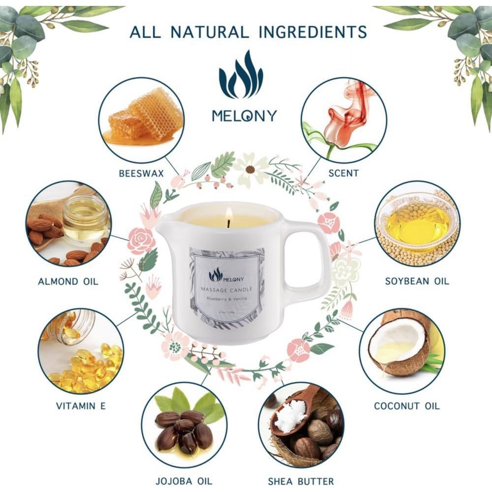 Vela de Masaje MELONY 80g Aroma Arándano y Vainilla Ecológica