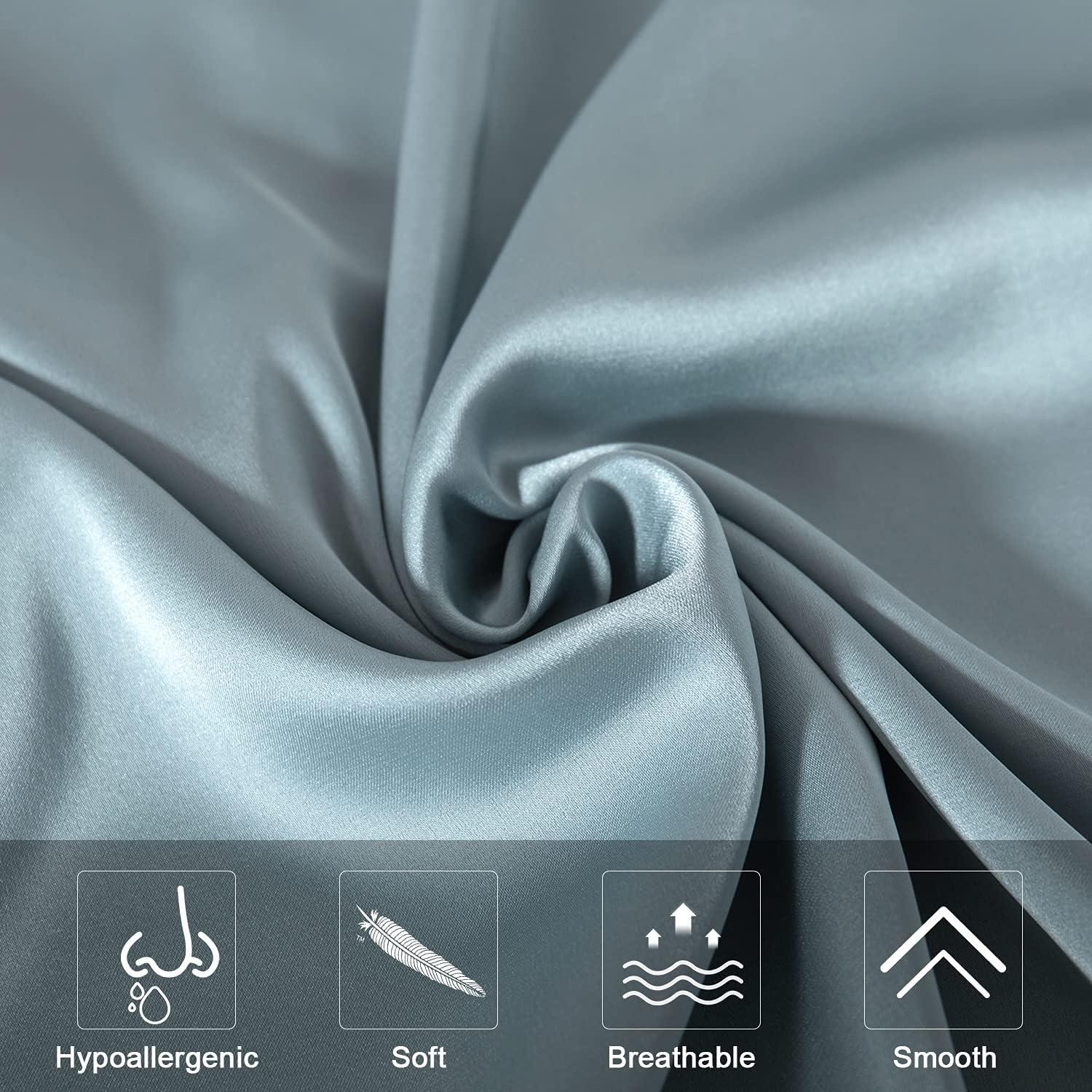 Funda de Almohada de Seda de Morera SIYUAN Estándar Azul Aqua