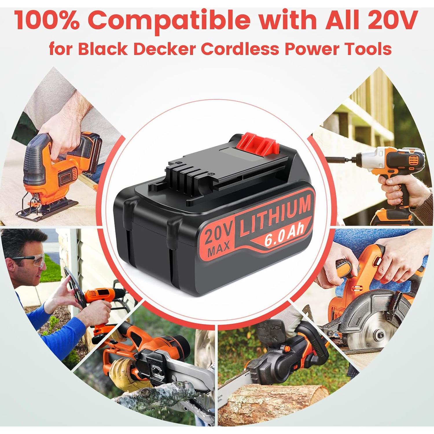 Batería de Reemplazo 6000mAh 20V Max Djsanu para Black y Decker