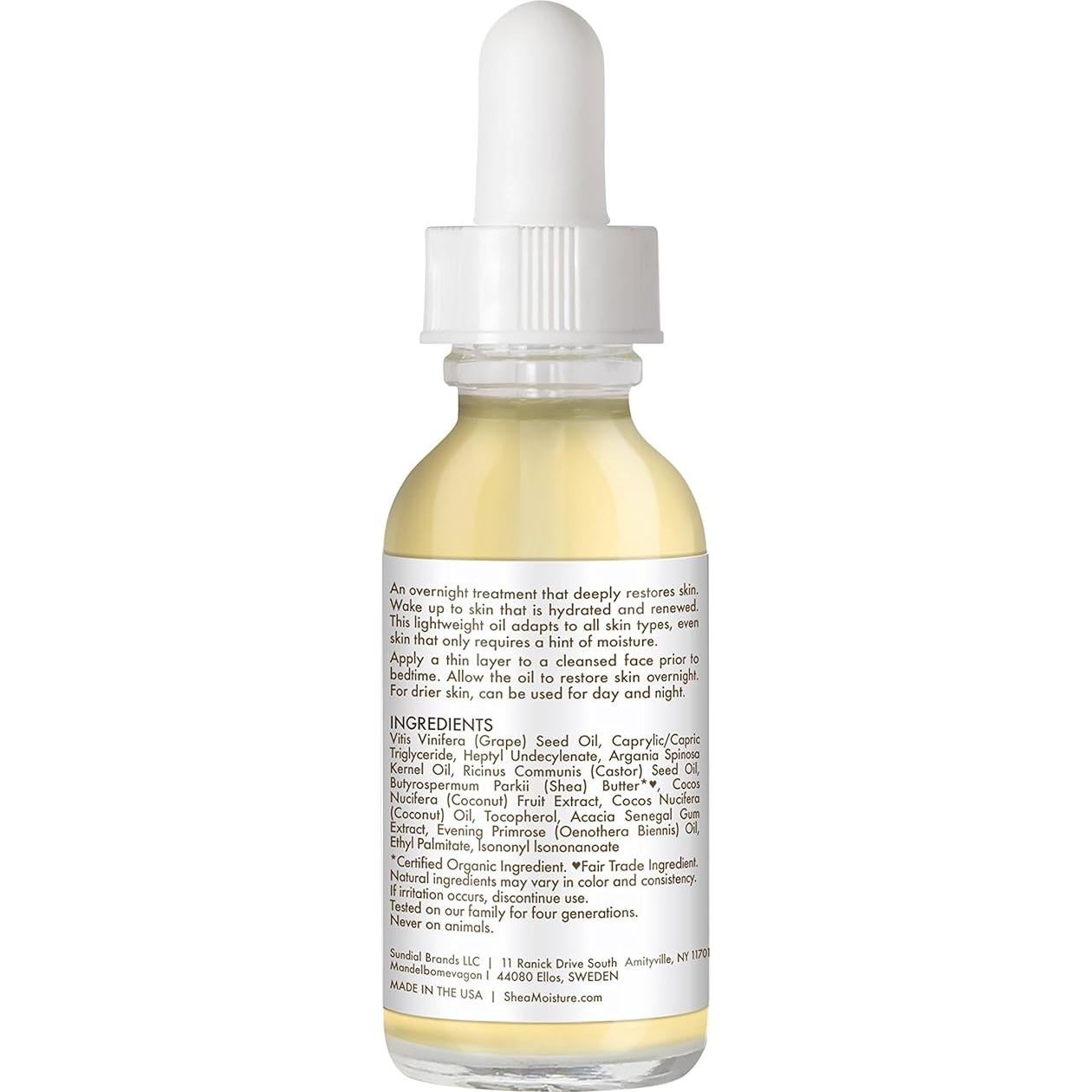 Aceite Facial SheaMoisture 100% Coco Virgen 29.57 ml Hidratante Nocturno