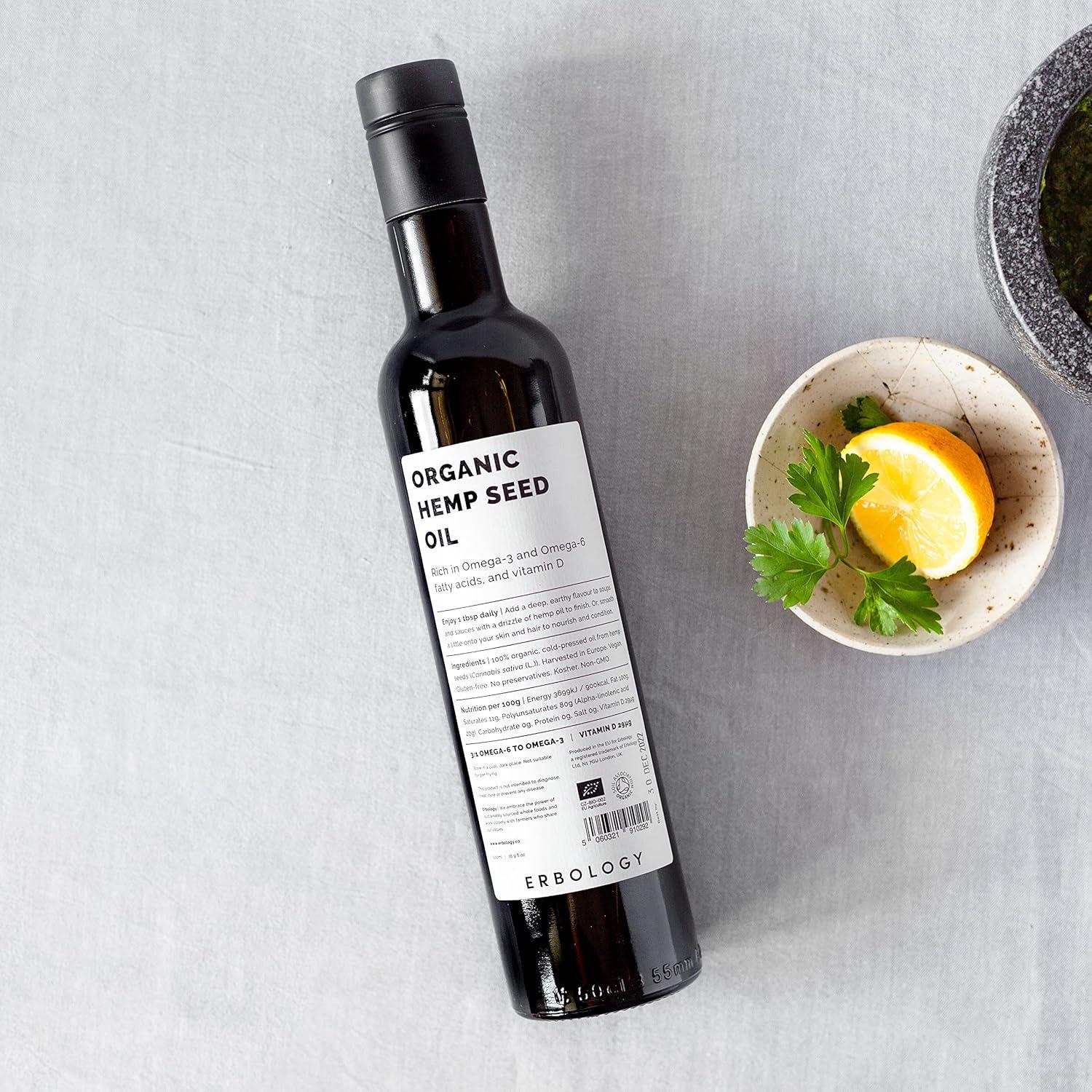 Aceite de Semilla de Cañamo Orgánico Erbology 250 ml - Prensado en Frío - Rico en Omega-3