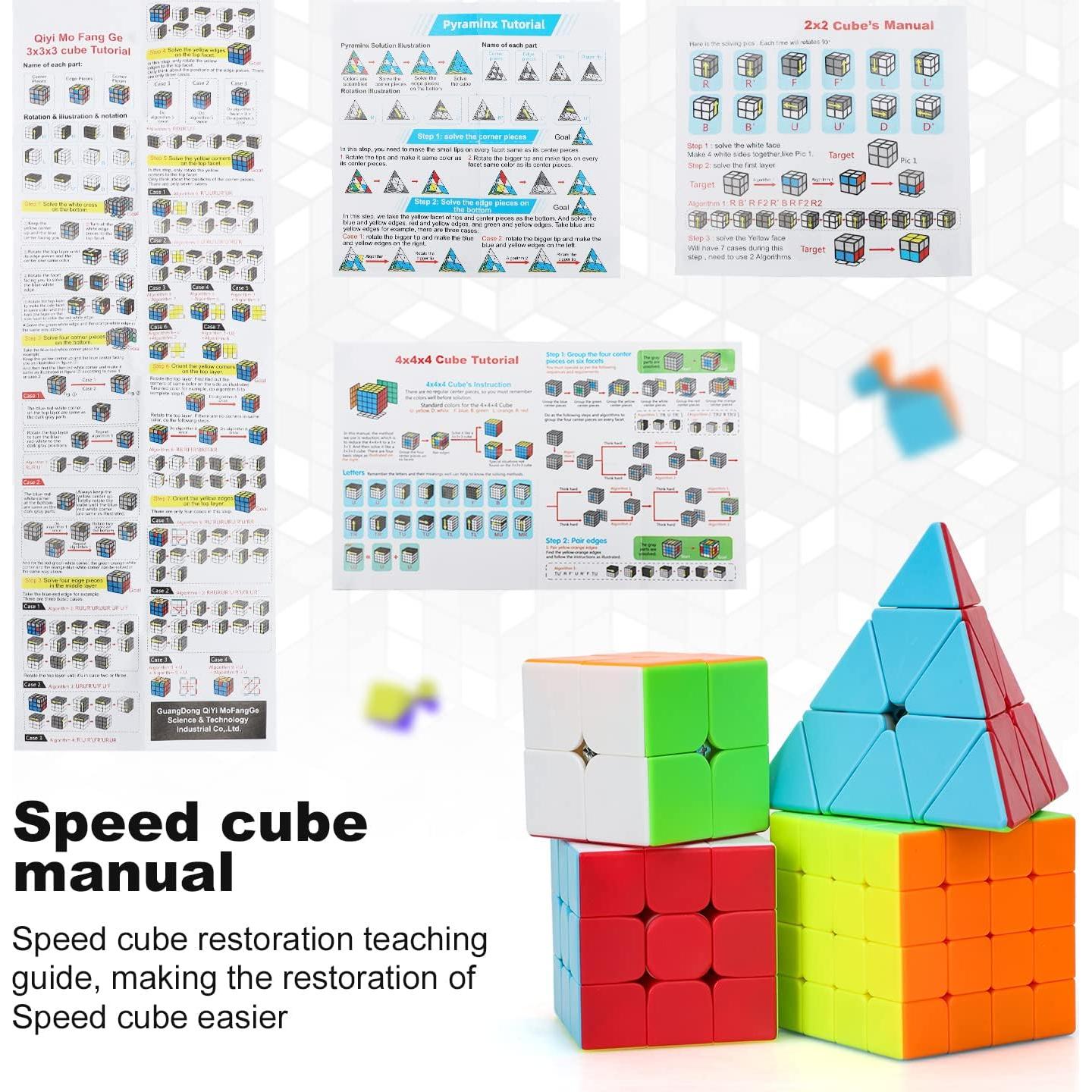Juego de Cubos Rápidos AuntyFey 4 Piezas 2x2 3x3 4x4 Piramidal