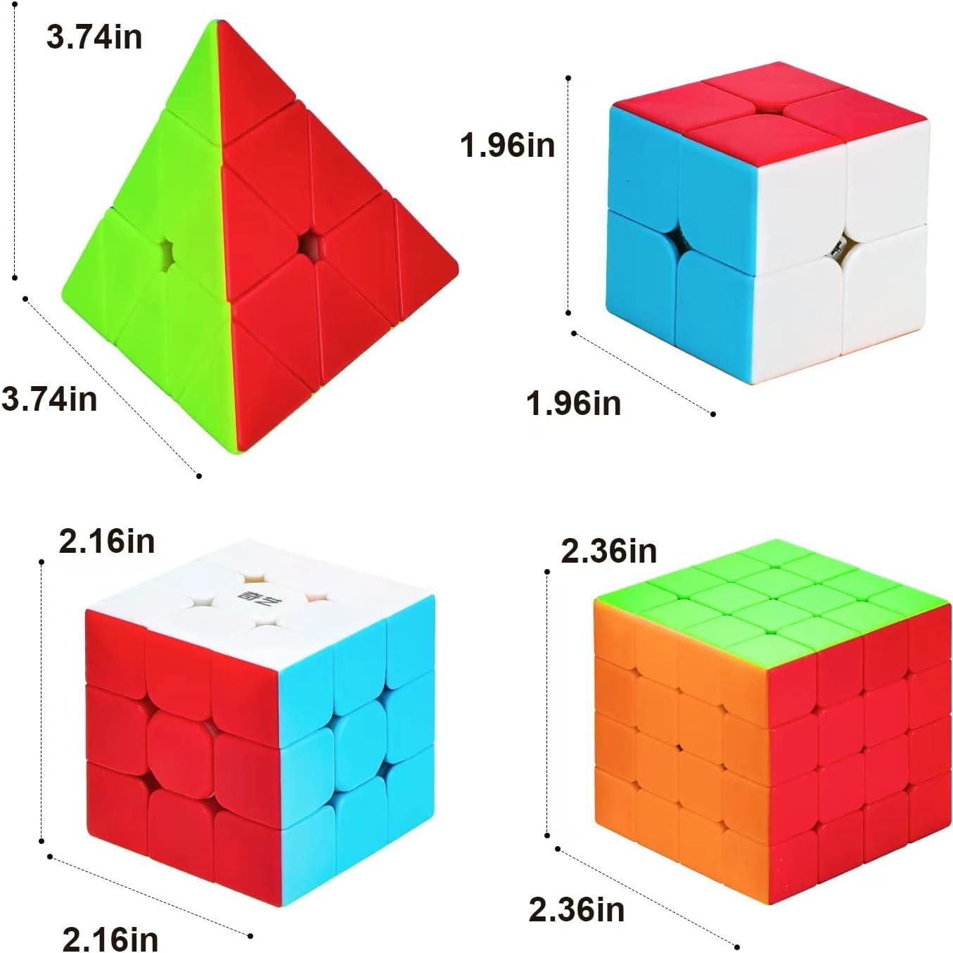Juego de Cubos Rápidos AuntyFey 4 Piezas 2x2 3x3 4x4 Piramidal