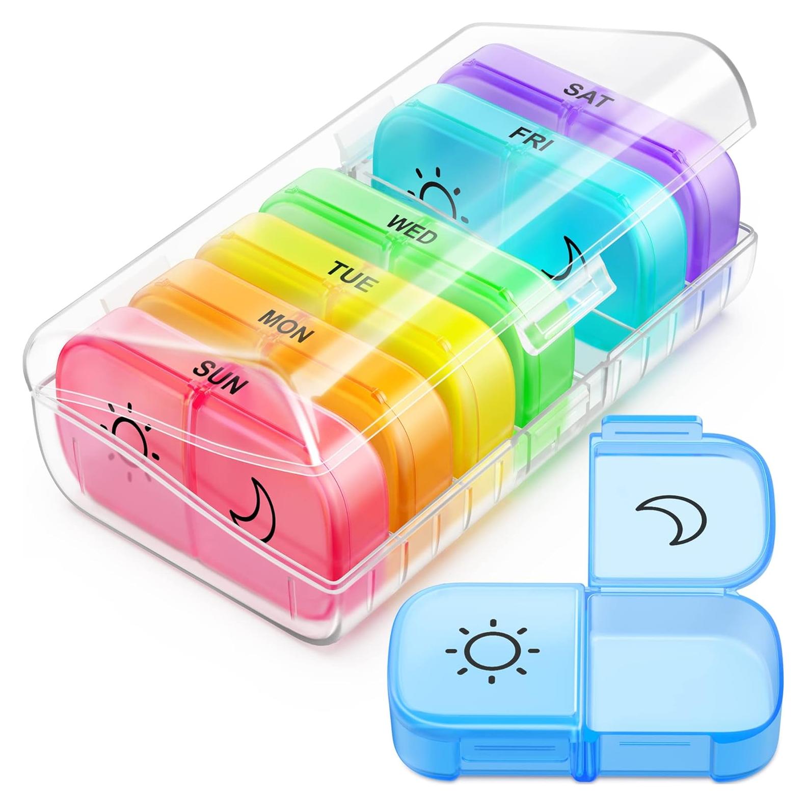 Organizador Semanal de Pastillas FEATY Transparente 7 Días AM PM