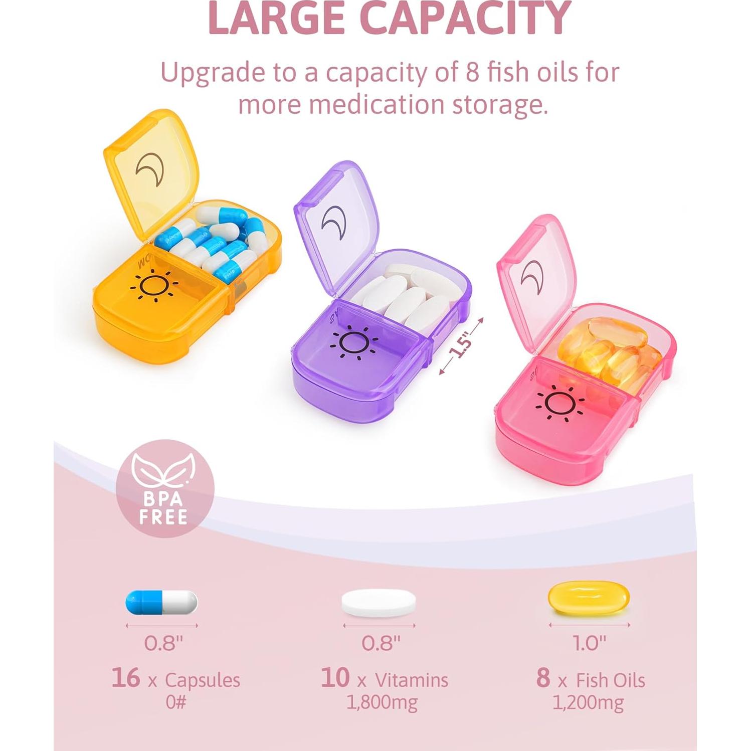 Organizador Semanal de Pastillas FEATY Transparente 7 Días AM PM