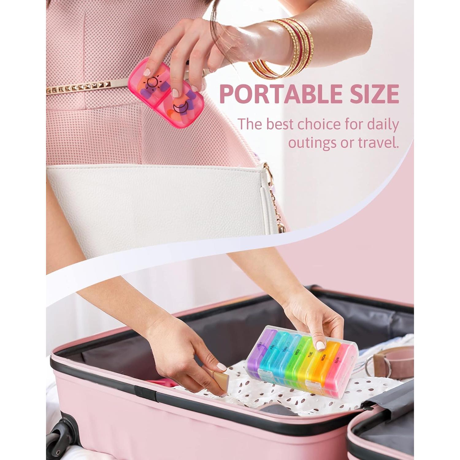 Organizador Semanal de Pastillas FEATY Transparente 7 Días AM PM