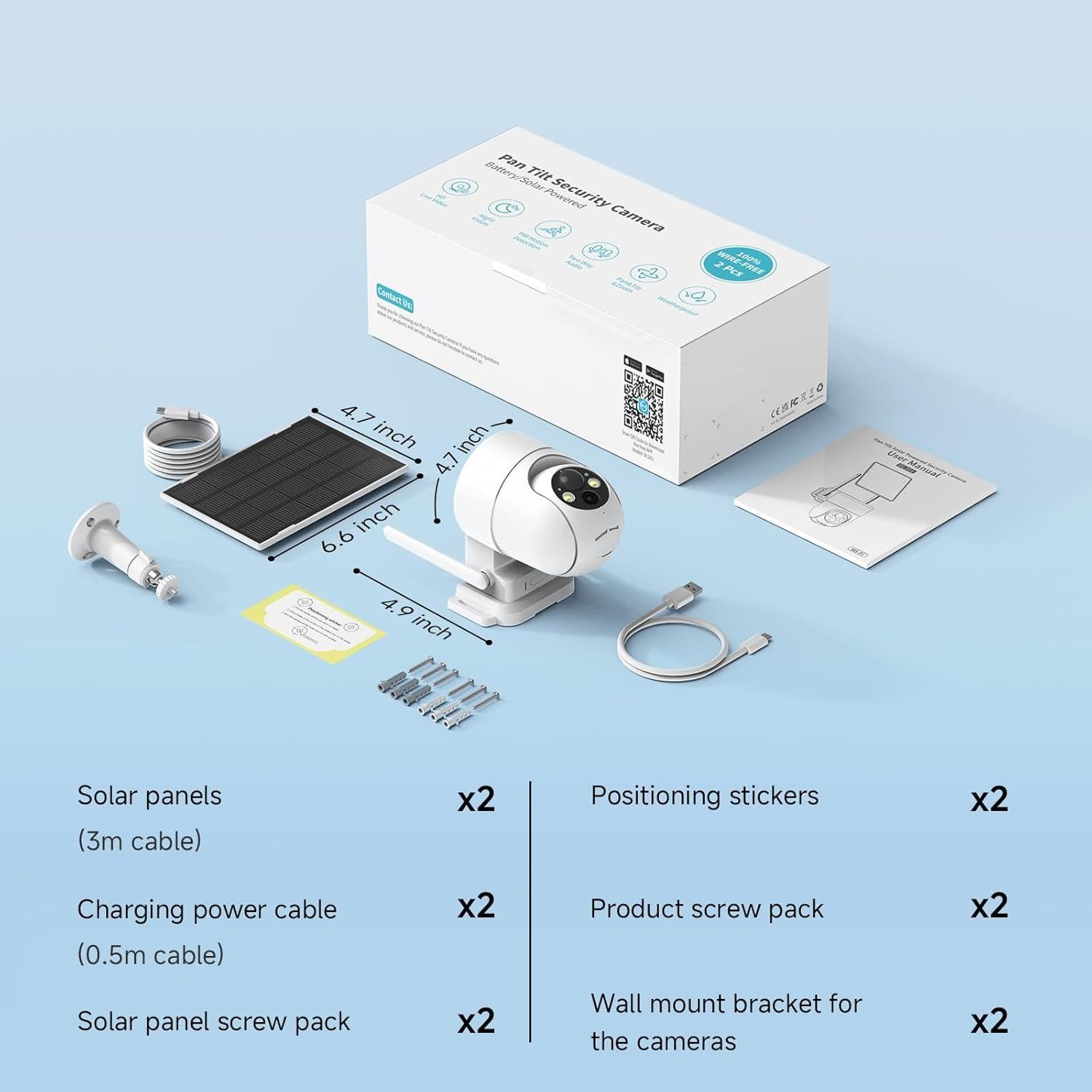 Cámaras de Seguridad Solar Oculview 2K Inalámbricas 2PCS