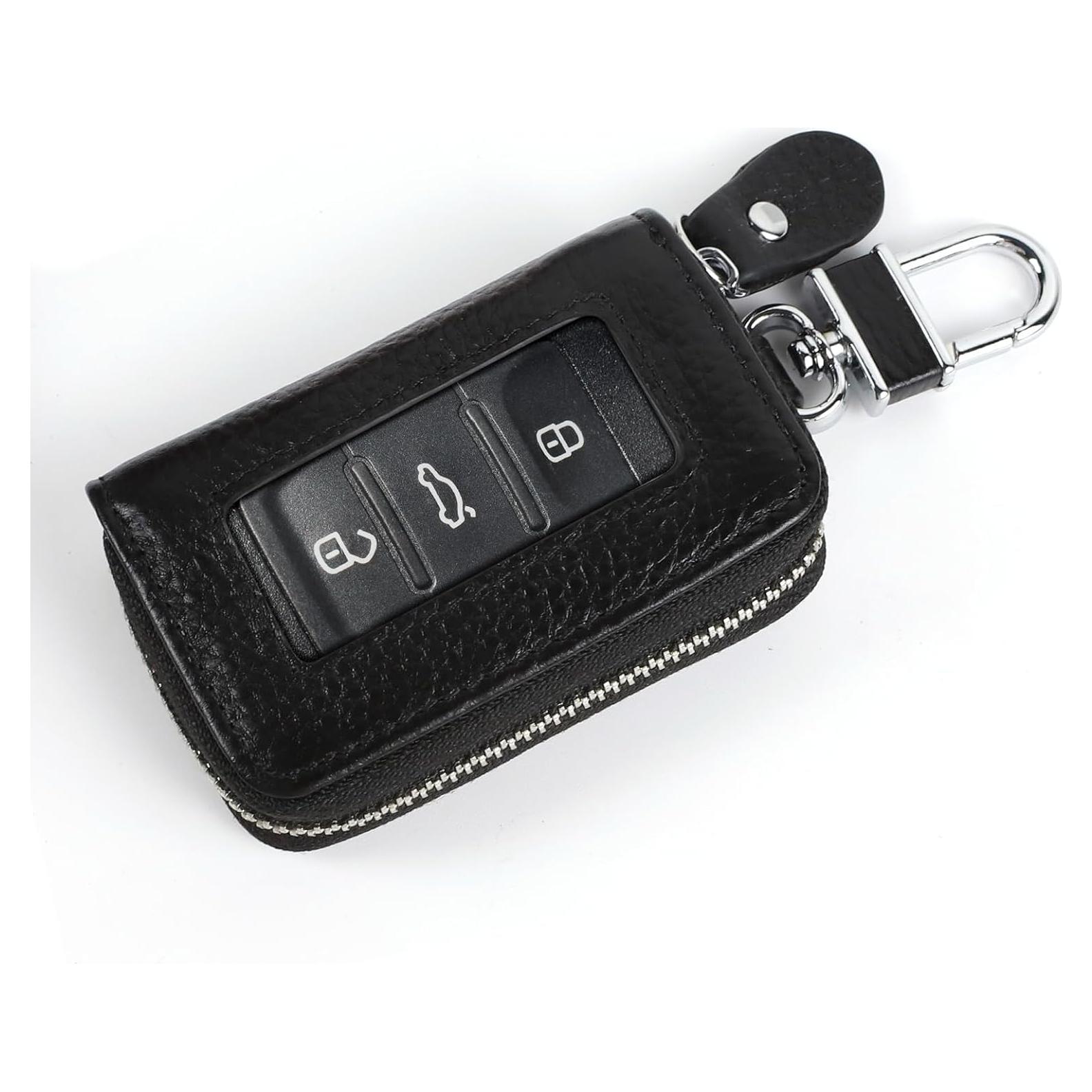 Funda de Llave de Coche Wuyaoyao de Cuero Genuino Universal Negra