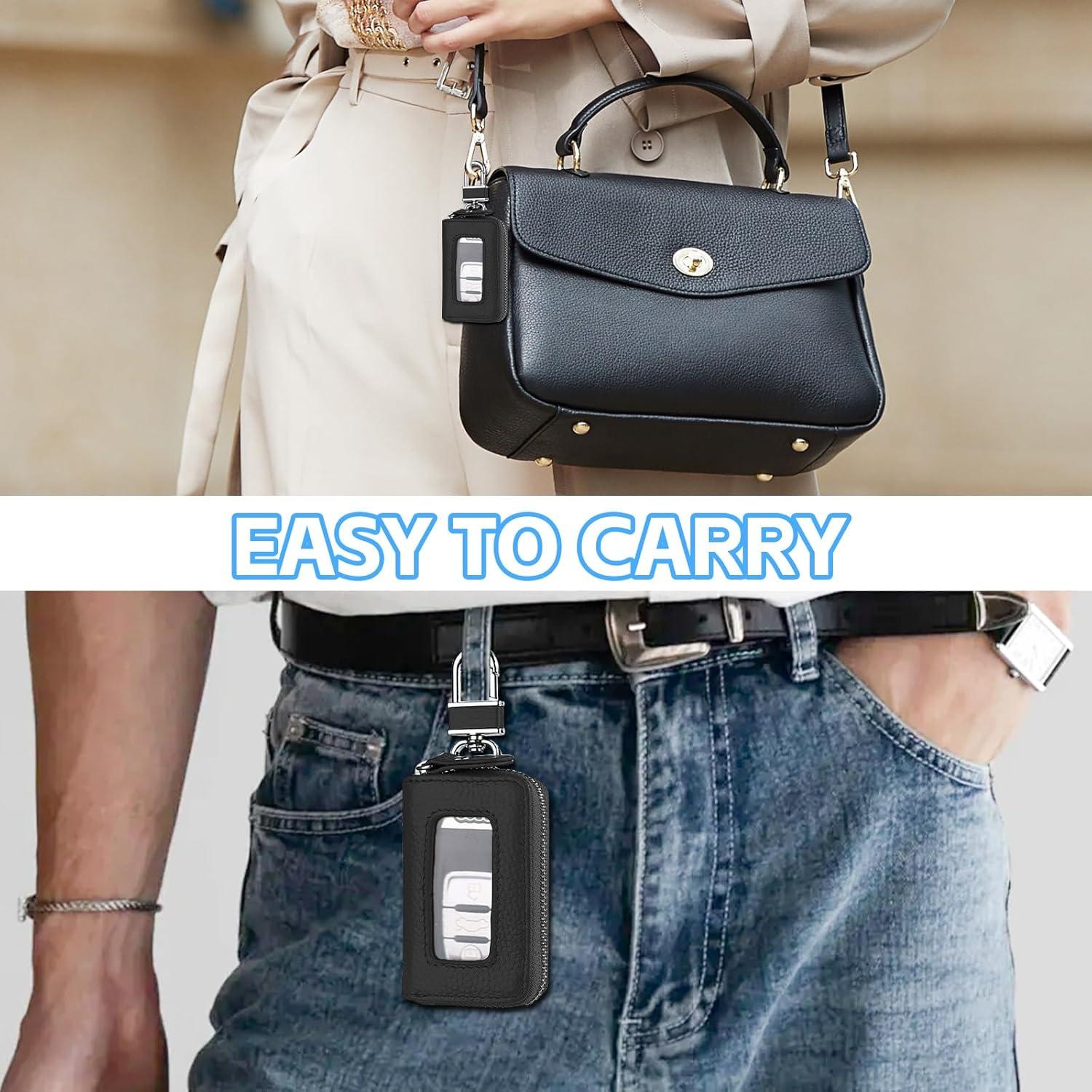 Funda de Llave de Coche Wuyaoyao de Cuero Genuino Universal Negra