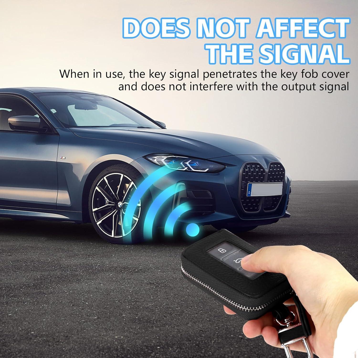 Funda de Llave de Coche Wuyaoyao de Cuero Genuino Universal Negra