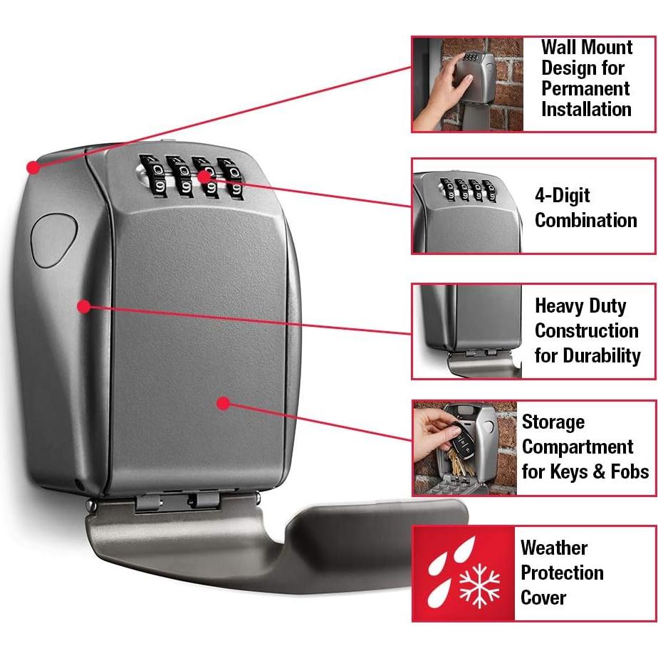 Caja de Llave de Seguridad Master Lock 5415D, Montaje en Pared, 5 Llaves