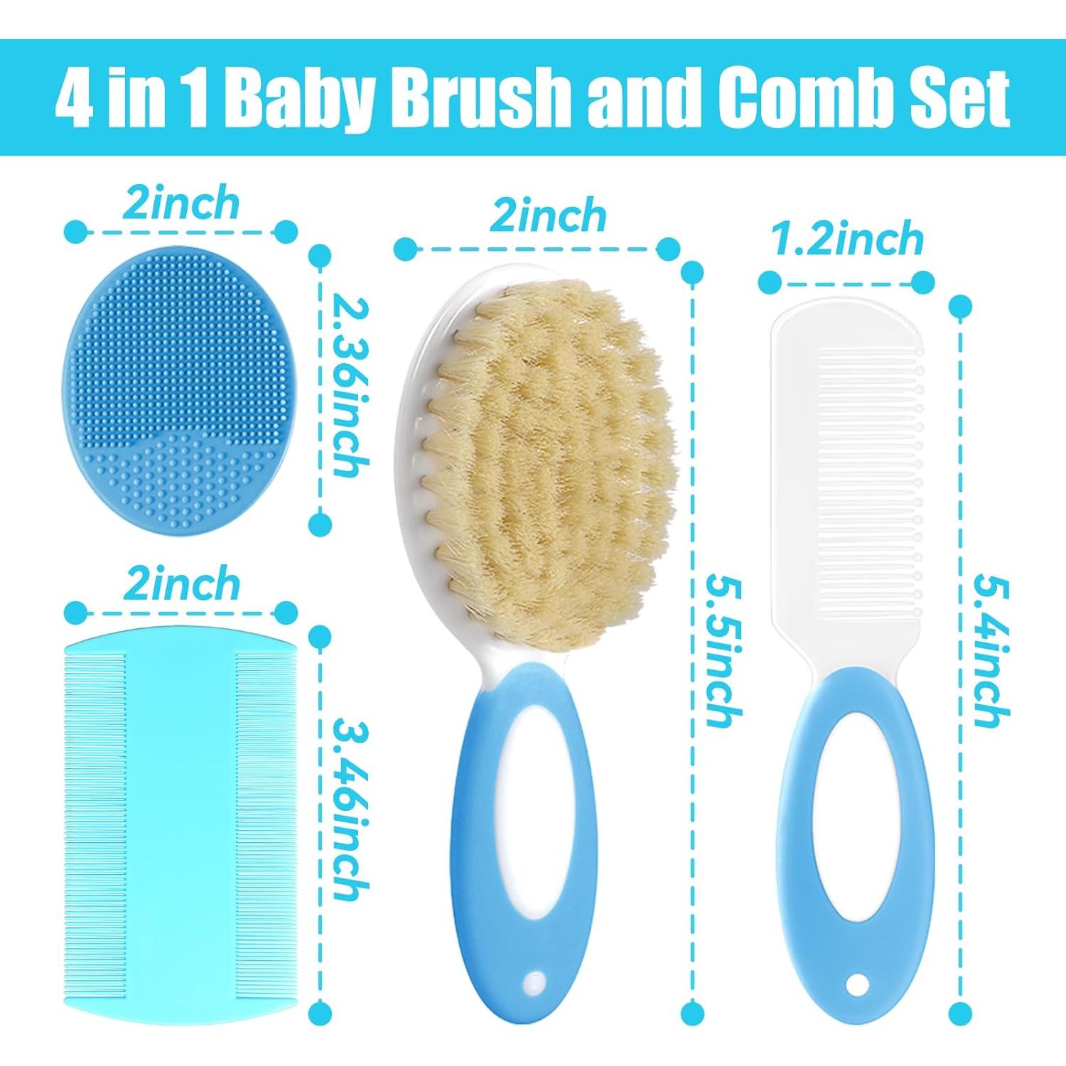 Juego de Cepillo y Peine para Bebés PAKENYESHA 4 Piezas Azul