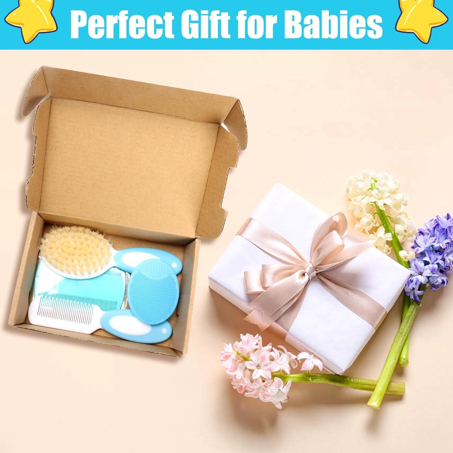 Juego de Cepillo y Peine para Bebés PAKENYESHA 4 Piezas Azul