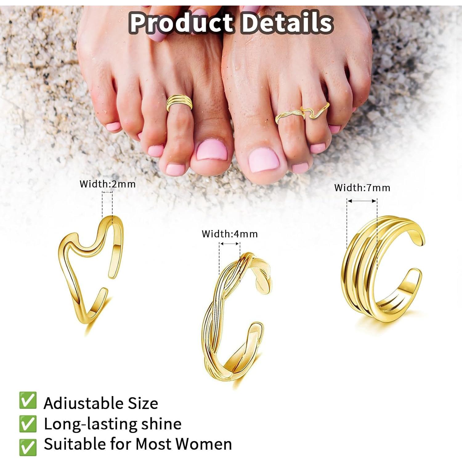 Conjunto de 3 Anillos de Dedo Ajustables Acero Inoxidable Mujeres