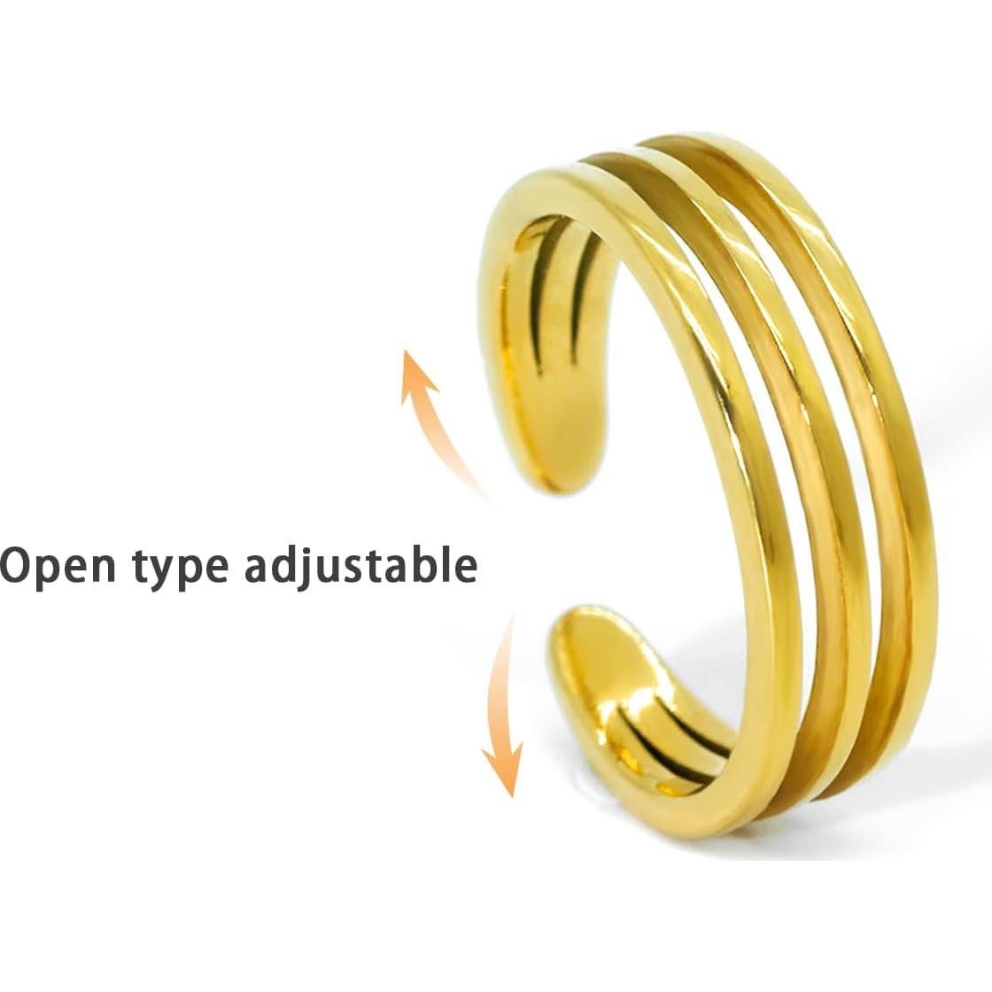 Conjunto de 3 Anillos de Dedo Ajustables Acero Inoxidable Mujeres