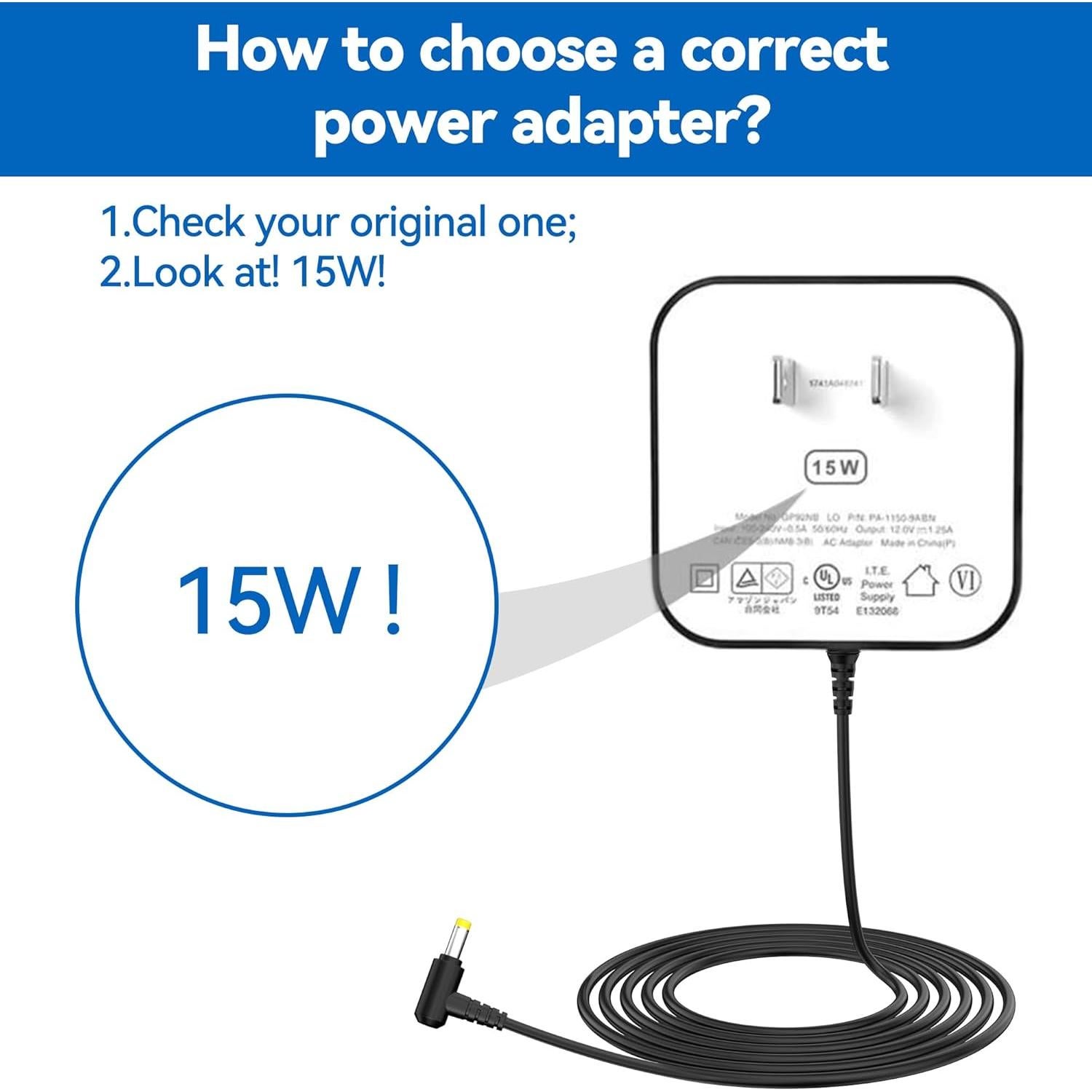Cable de Alimentación 15W para Alexa Dot y Echo Show 5