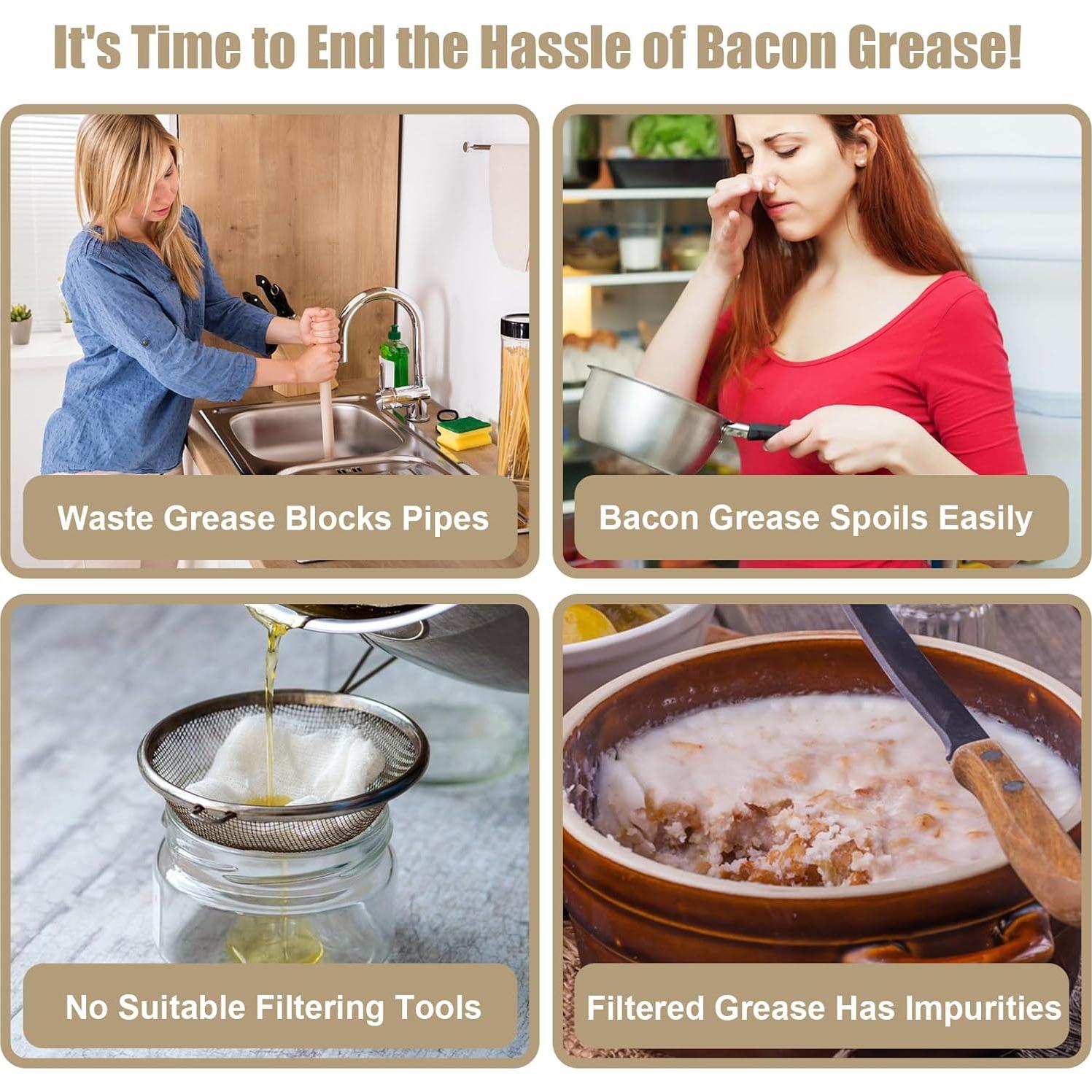 Contenedor de Grasa de Tocino CINNIE&JHIN 450ml con Colador