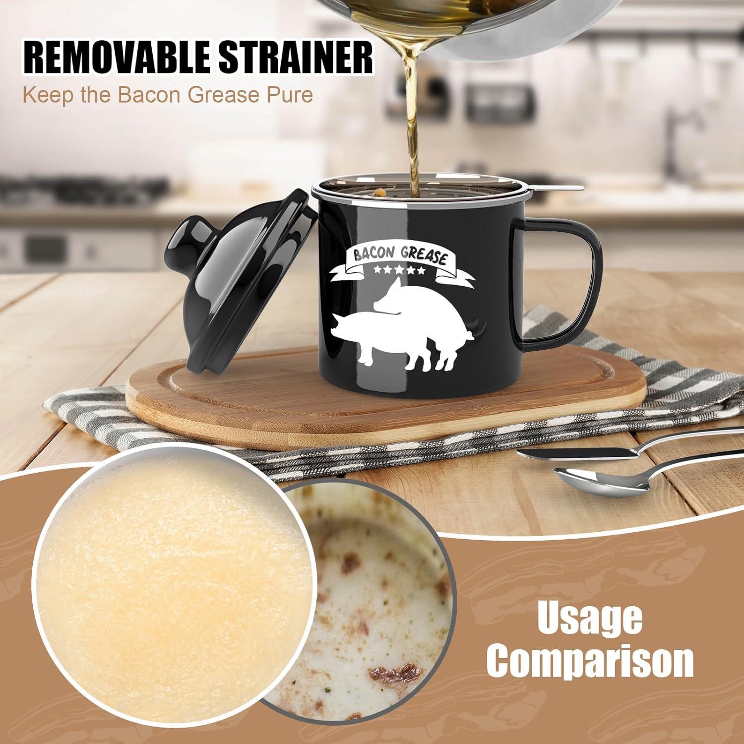 Contenedor de Grasa de Tocino CINNIE&JHIN 450ml con Colador