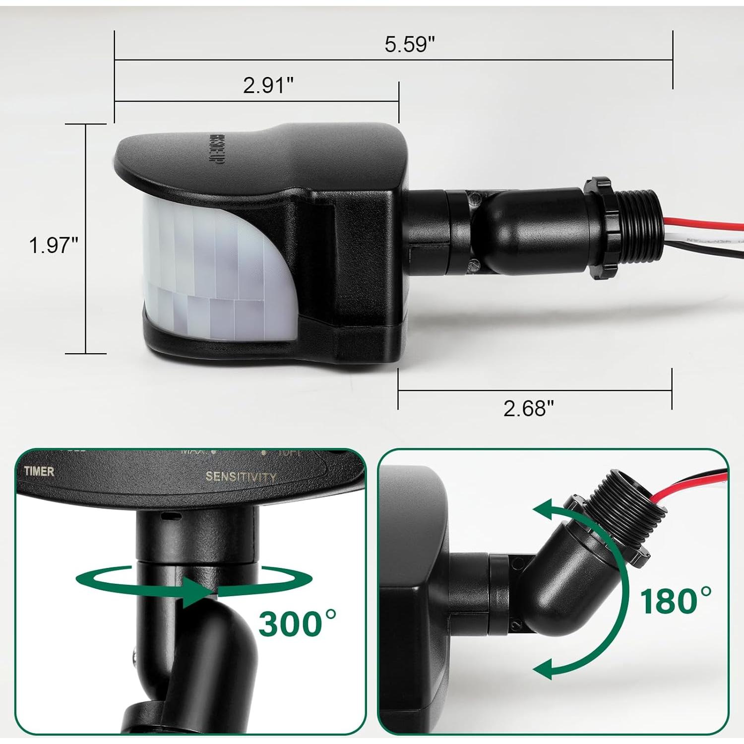 Sensor de Movimiento Treewell 240 Grados Ajustable 18m