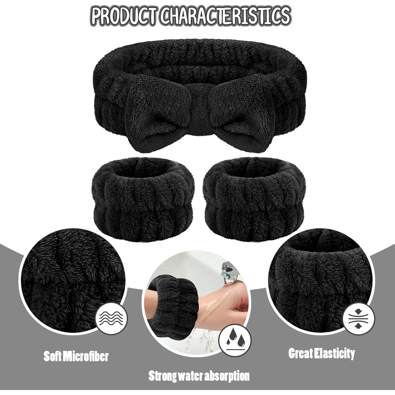 Juego de Lavado Facial CERETIA - Diadema y Muñequera Microfibra