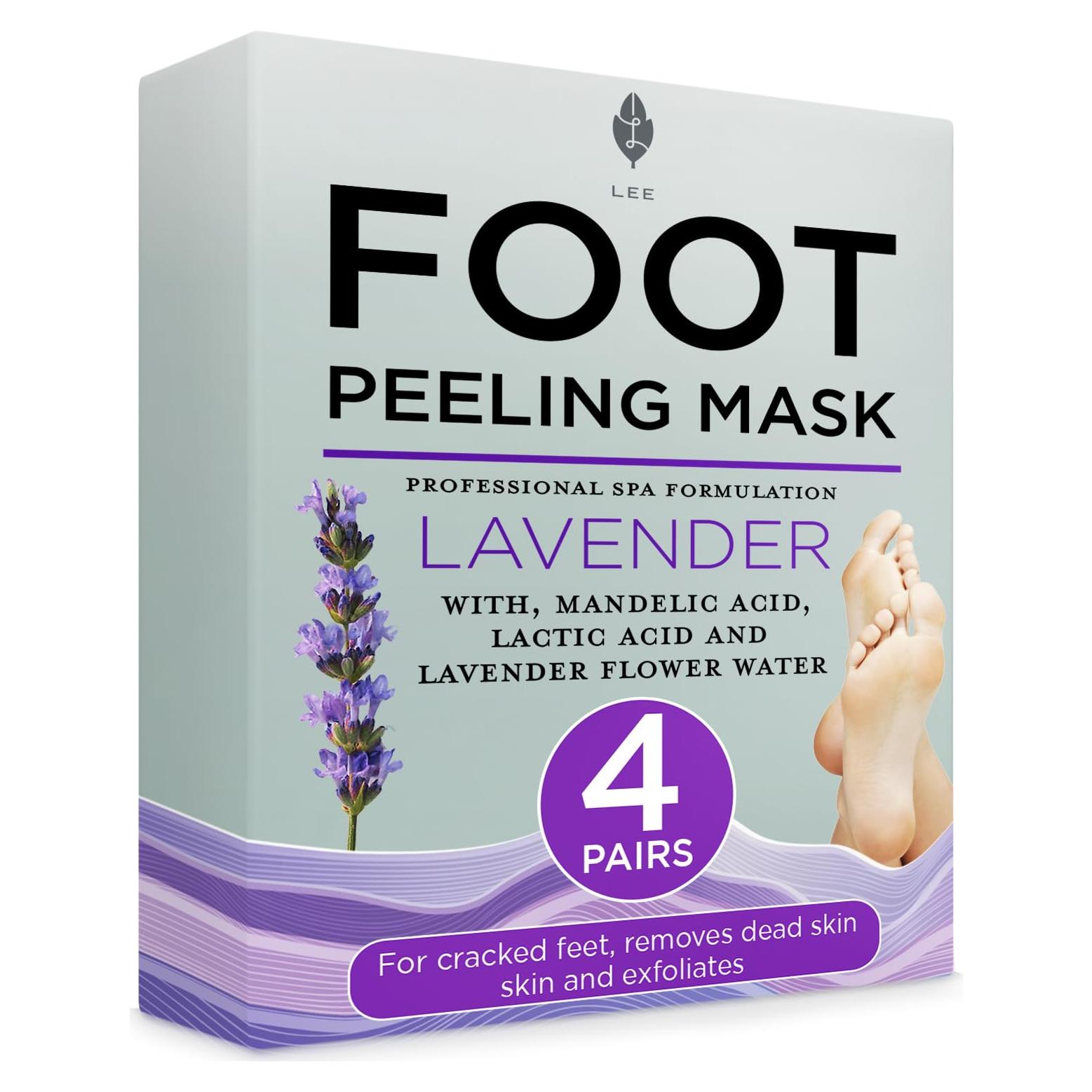 Mascarilla Exfoliante para Pies Lee Beauty - 4 Paquetes con Lavanda