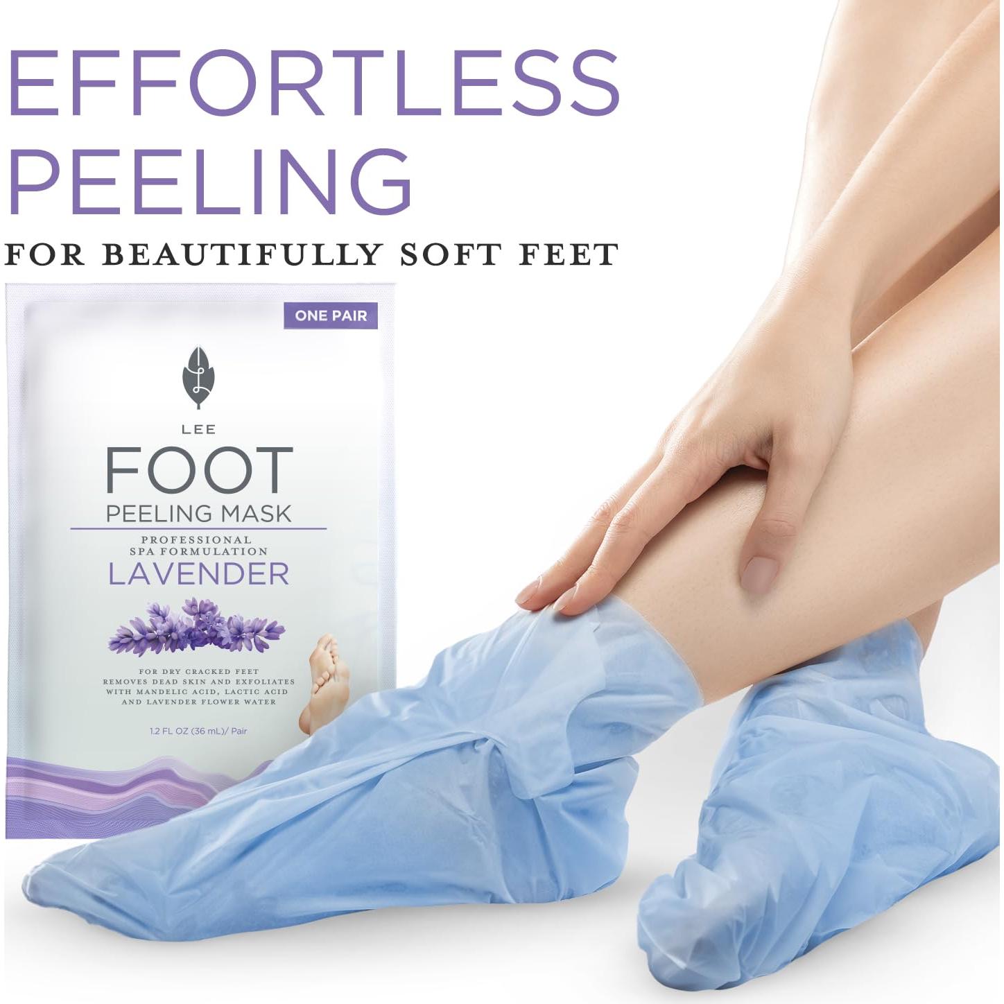 Mascarilla Exfoliante para Pies Lee Beauty - 4 Paquetes con Lavanda