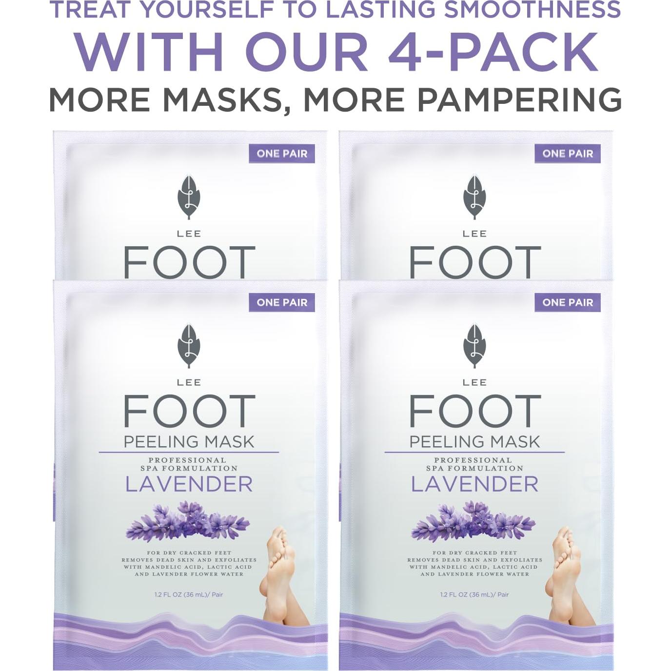 Mascarilla Exfoliante para Pies Lee Beauty - 4 Paquetes con Lavanda