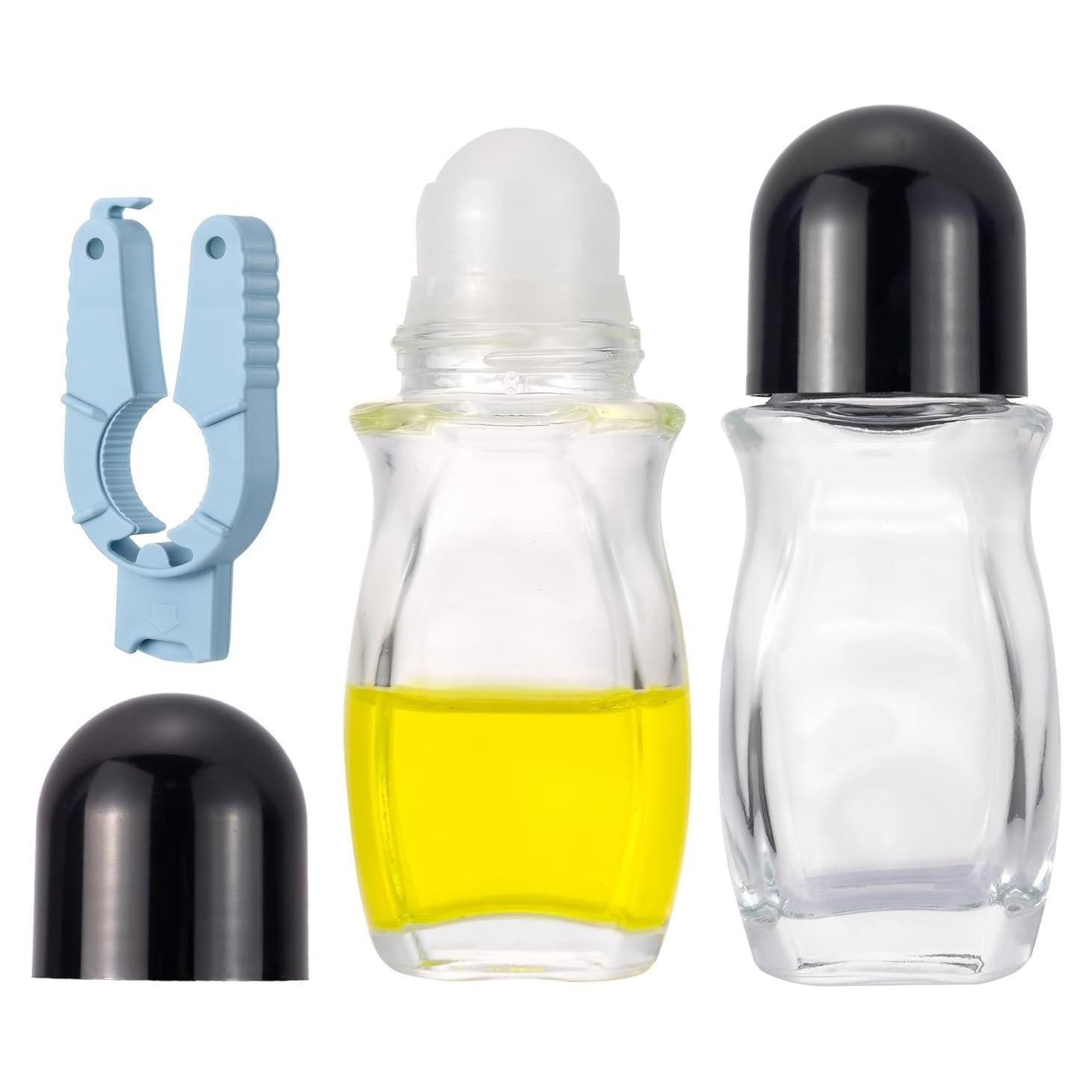 Botellas de Rodillo Kesell 50ml Vidrio Transparente 2PCS